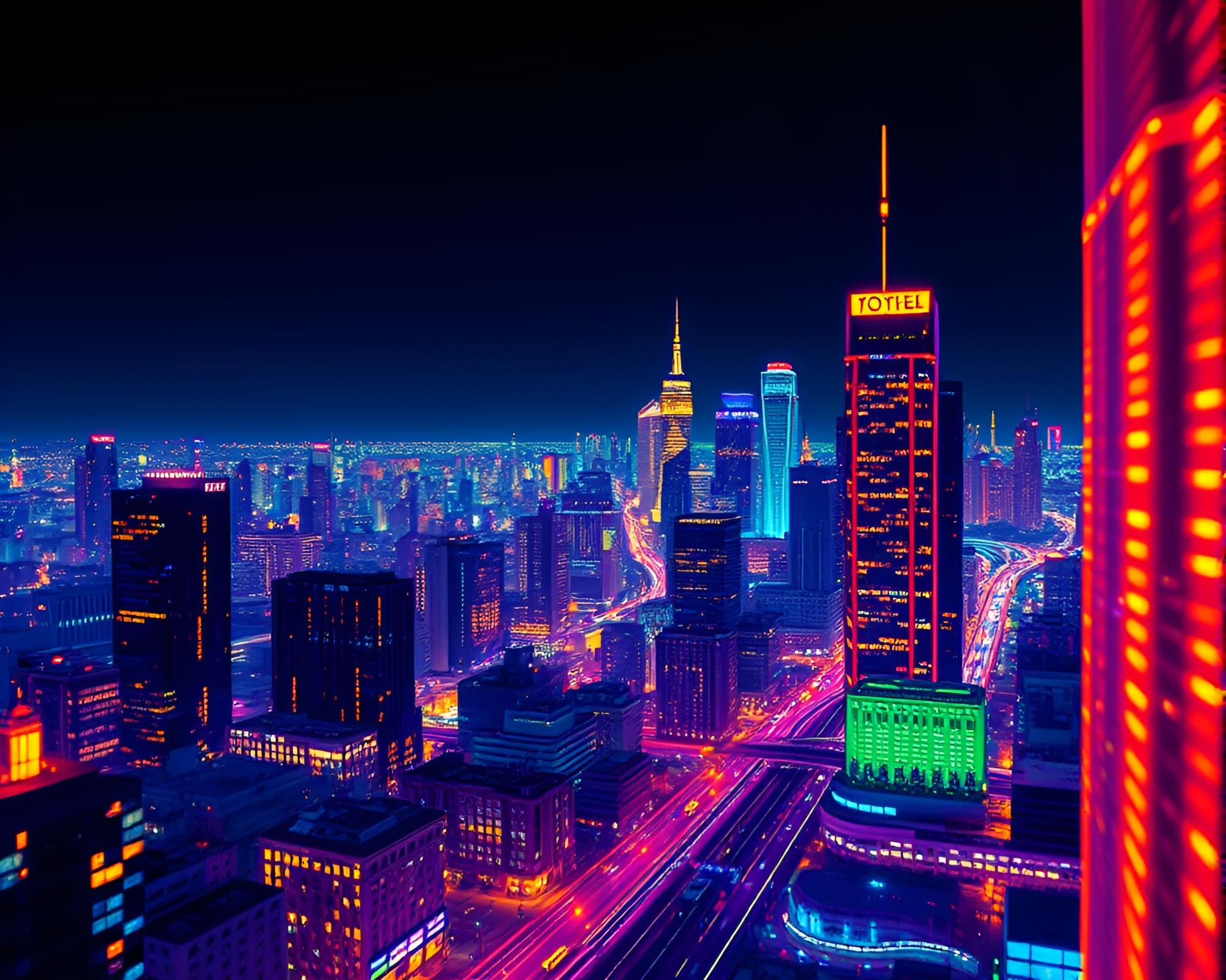 Futuristic Virtual Cityscape with Thermal Imaging Effects – free AI stock image