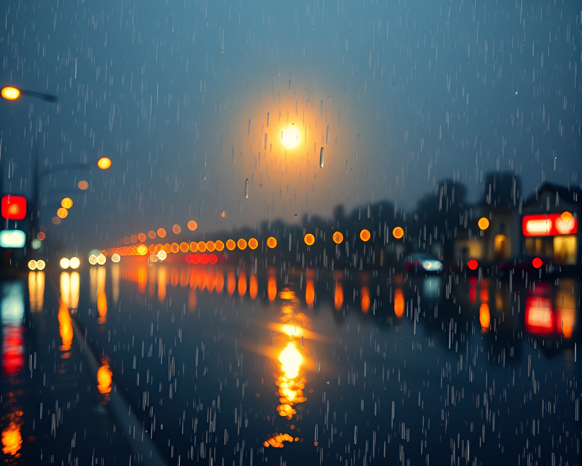 Misty Plateau Drenched in Rain with Lens Flare – free AI stock image