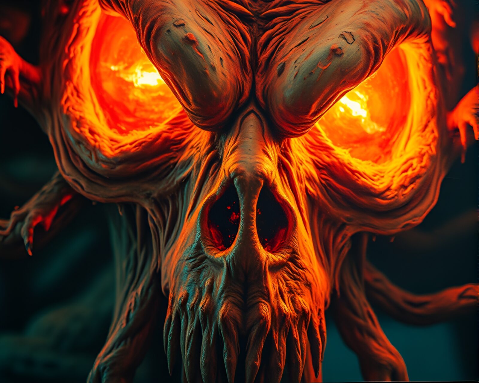 Overexposed acrylic painting of a terrifying Lovecraftian beast