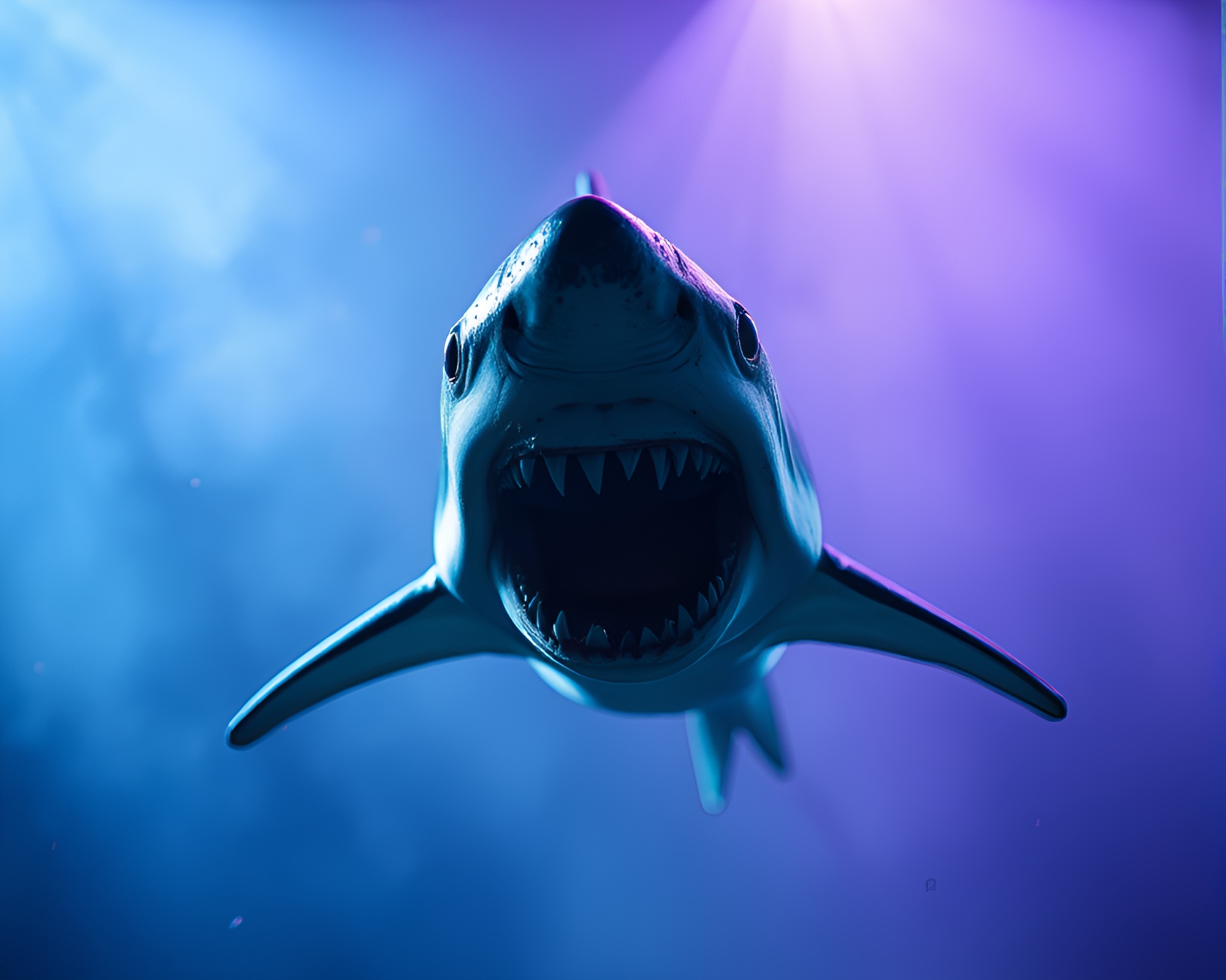 Shark in Ultraviolet Theatrical Lighting with Rust Flake Texture – free AI stock image
