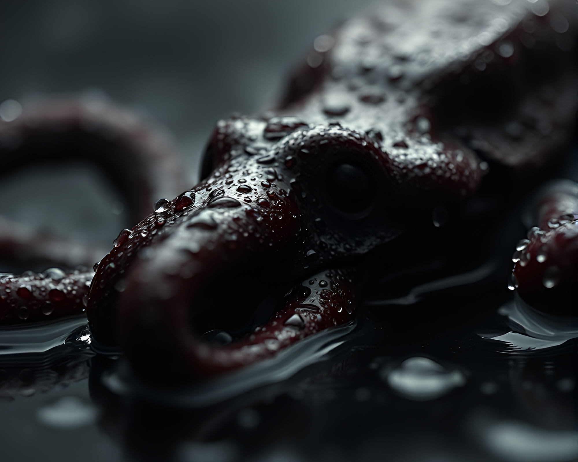 Ethereal Kraken duotone under rainy lights – free AI stock image