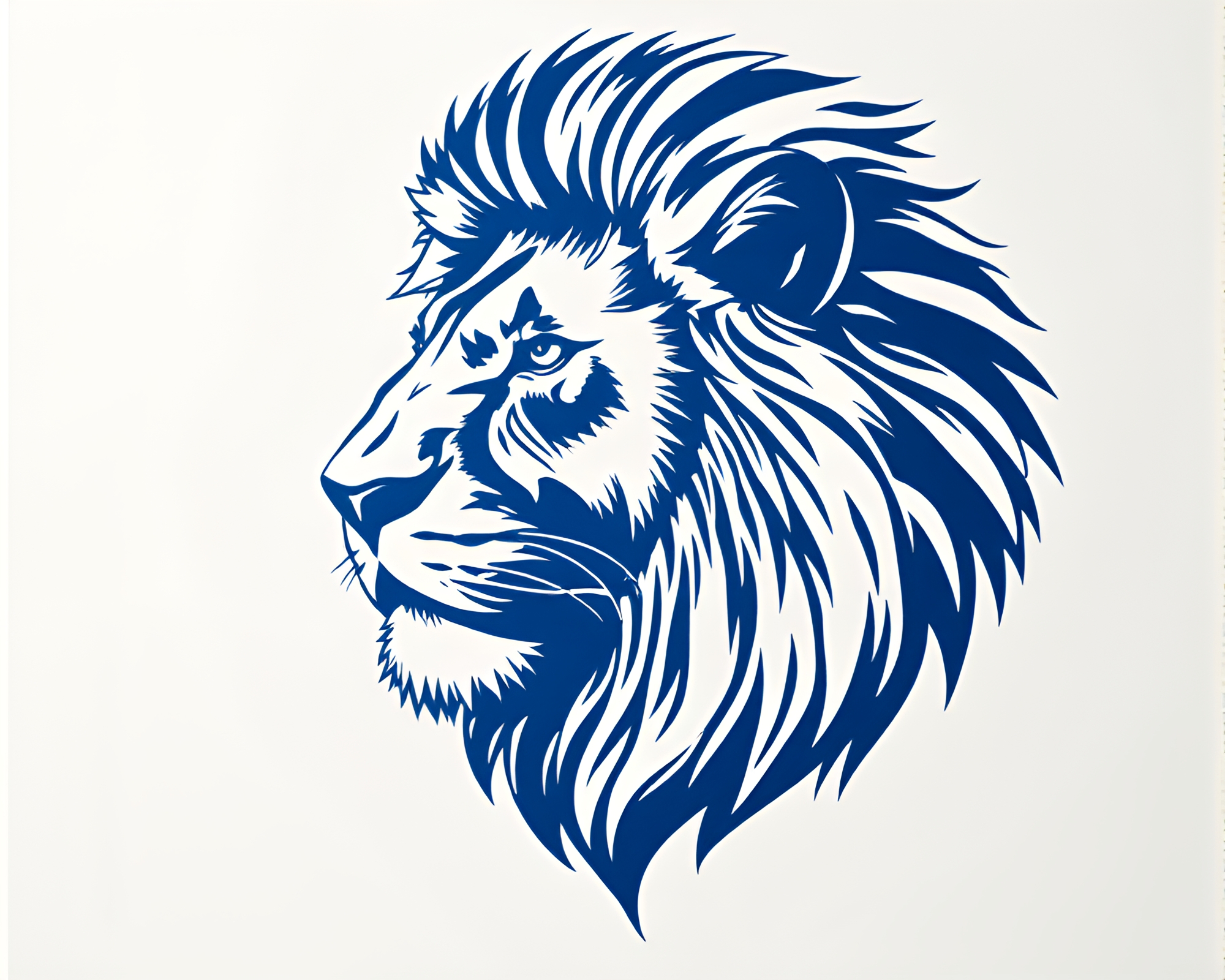 Ethereal Lion Shadow Stencil in Steel-Blue Tattoo Flash – free AI stock image