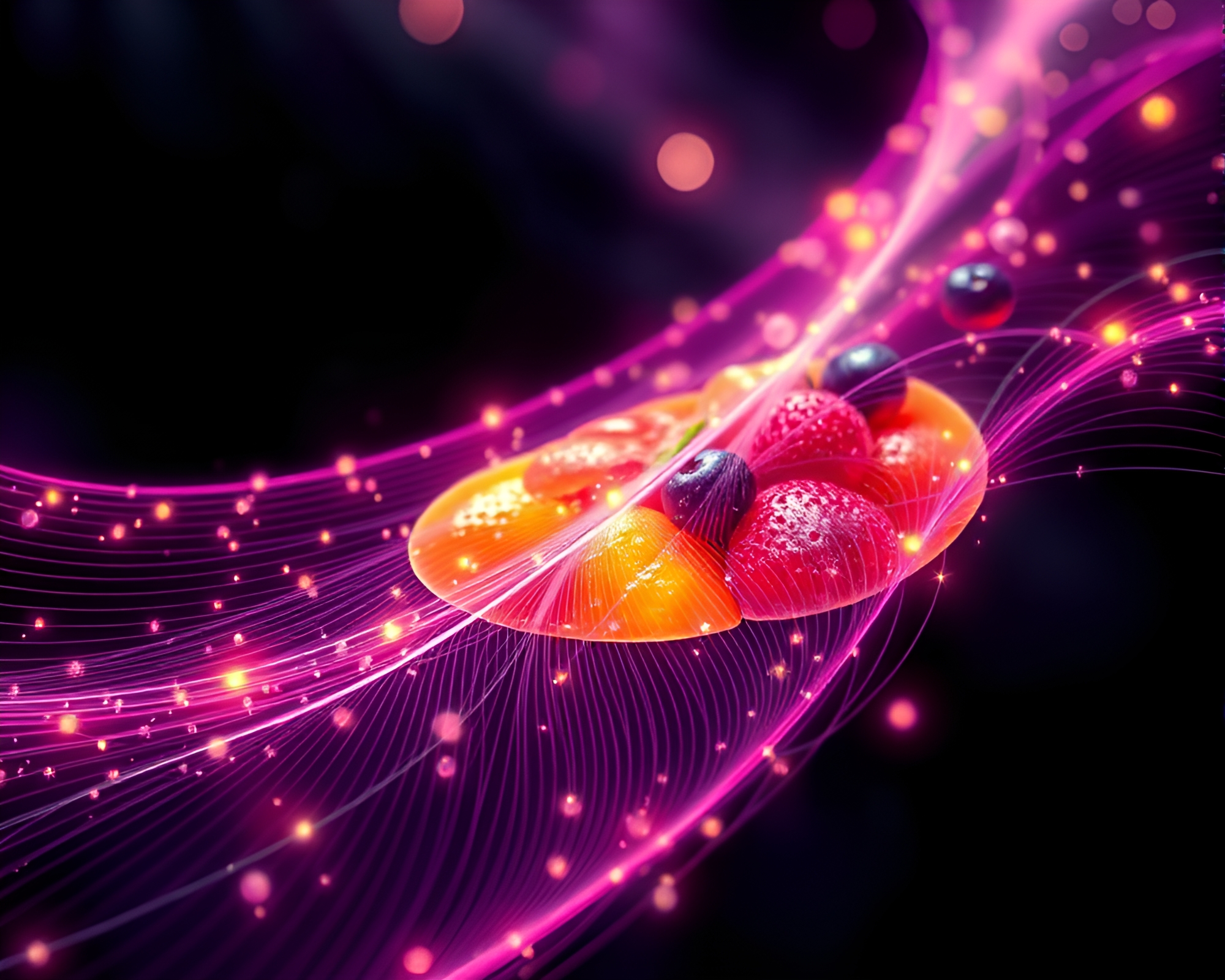 Fractal Glow Fruit Tart Lithography Composition – free AI stock image