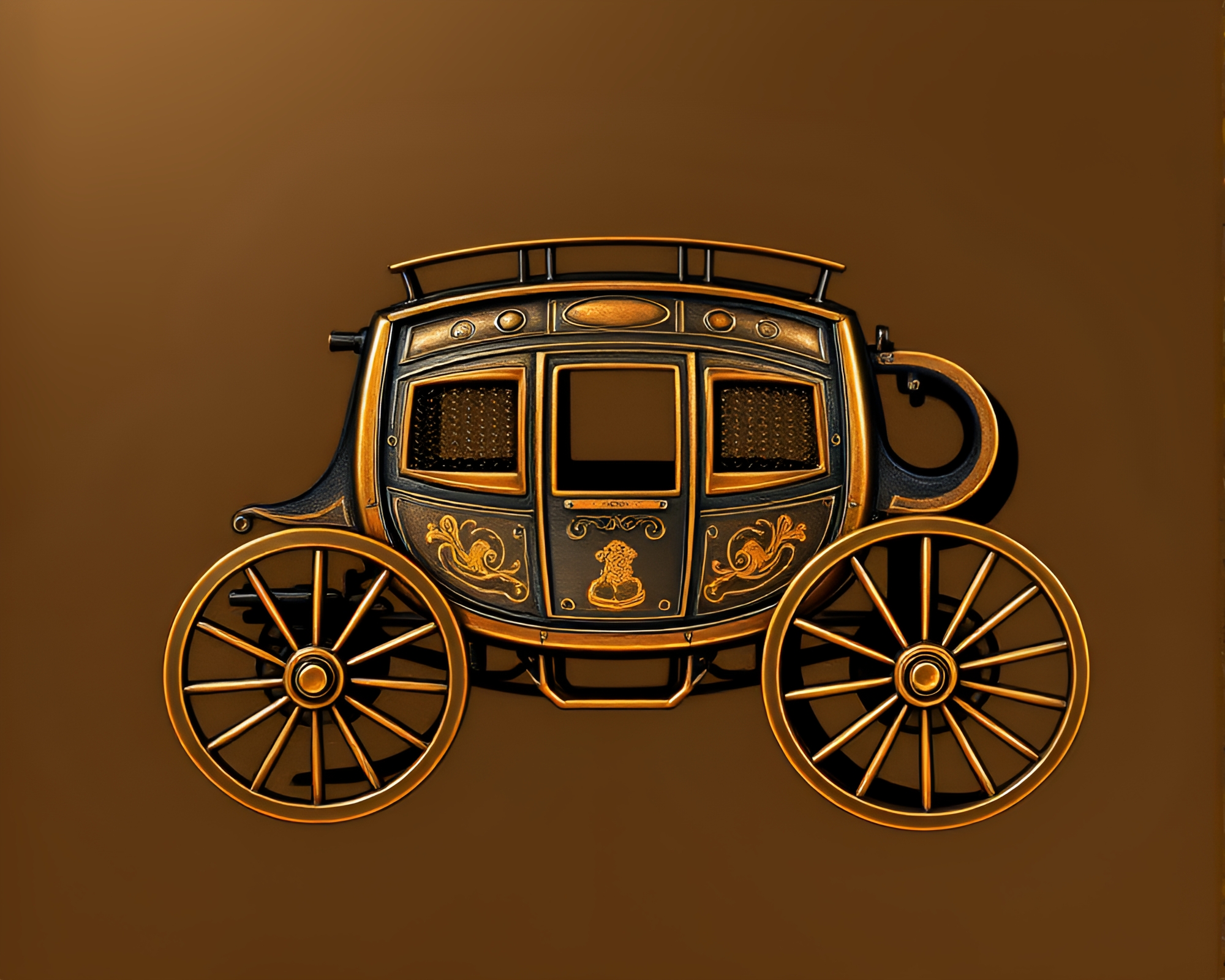 Bronze Stagecoach Glowing in Halftone Fractals – free AI stock image