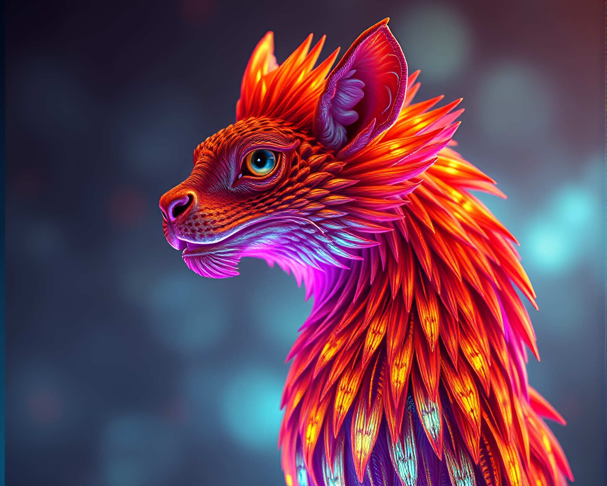 Majestic Chimera Embraced by Retro Scanlines Composition – free AI stock image