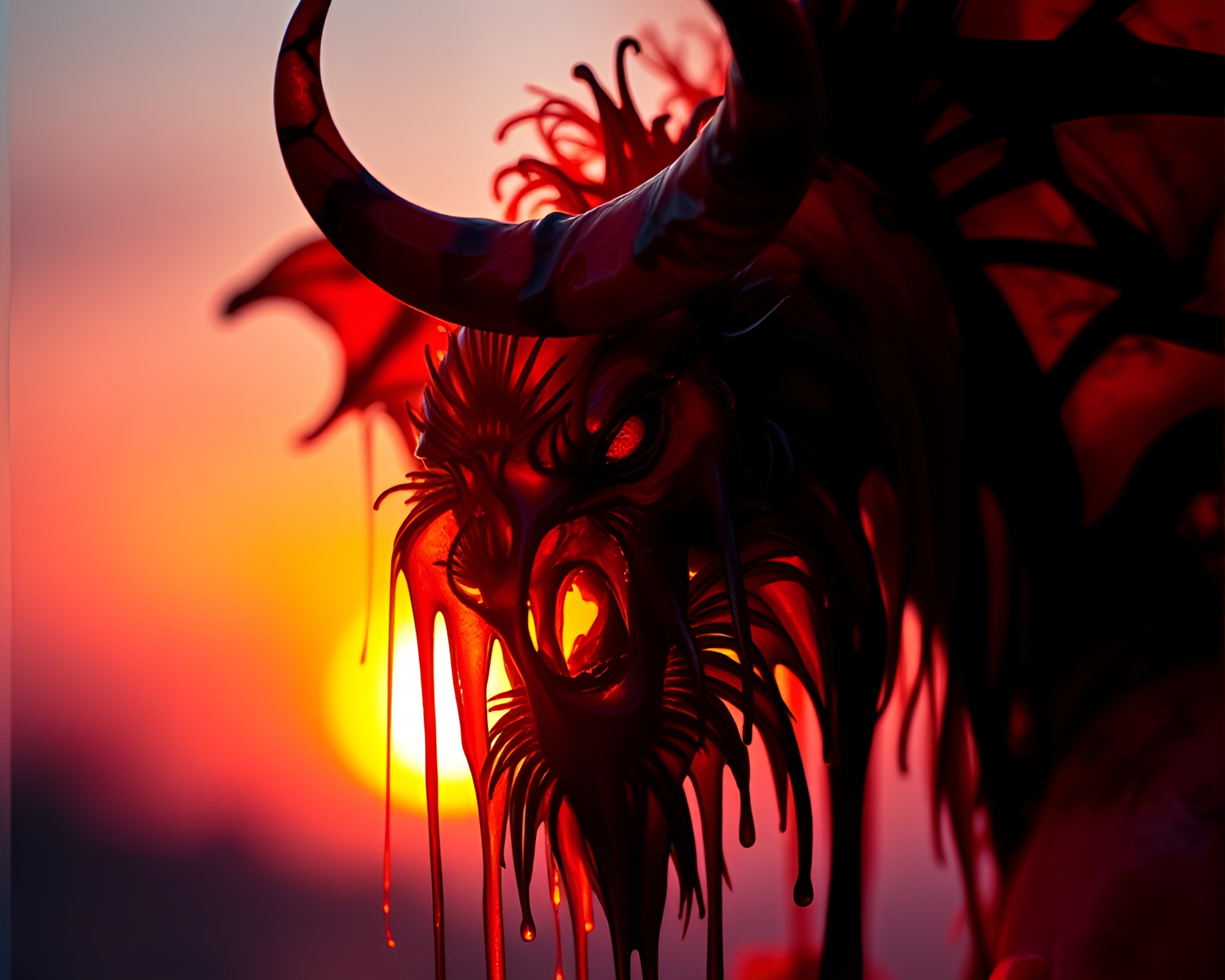 Majestic Minotaur at Dusk with Paint Drip Background – free AI stock image