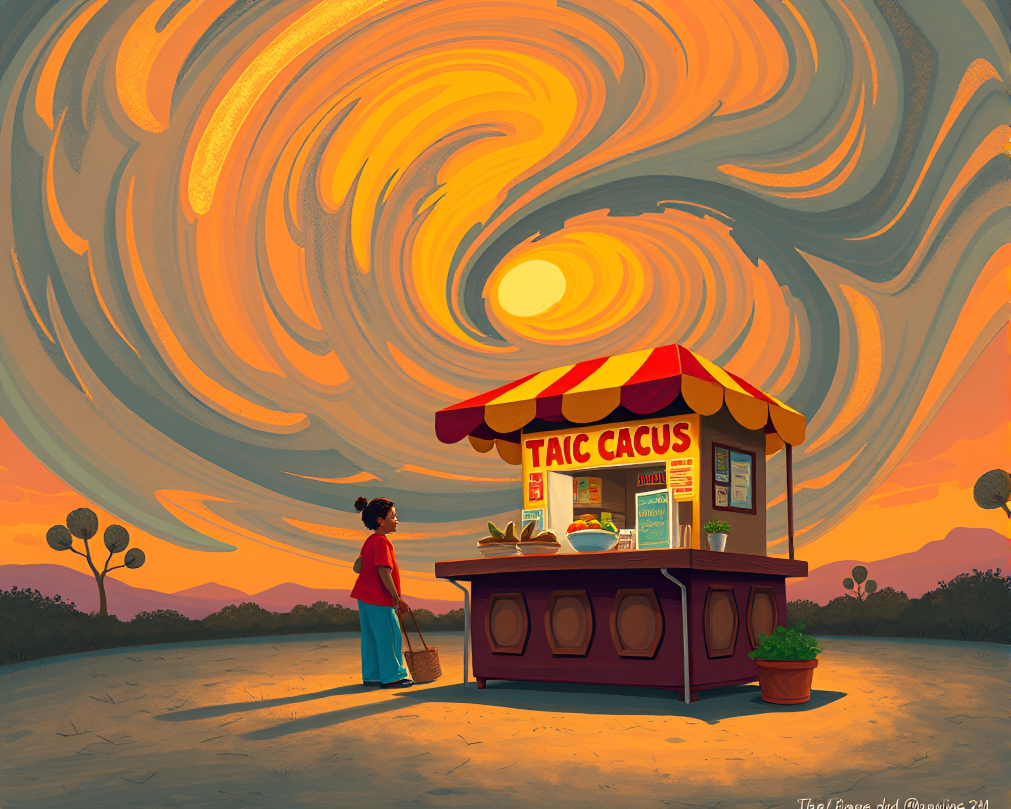 Charming Taco Stand in Whimsical Swirling Vortex – free AI stock image