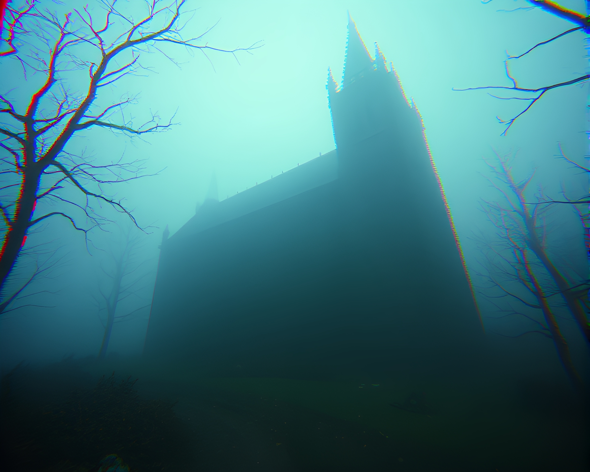 Misty Lovecraftian Horror with Glitch Artifacts – free AI stock image