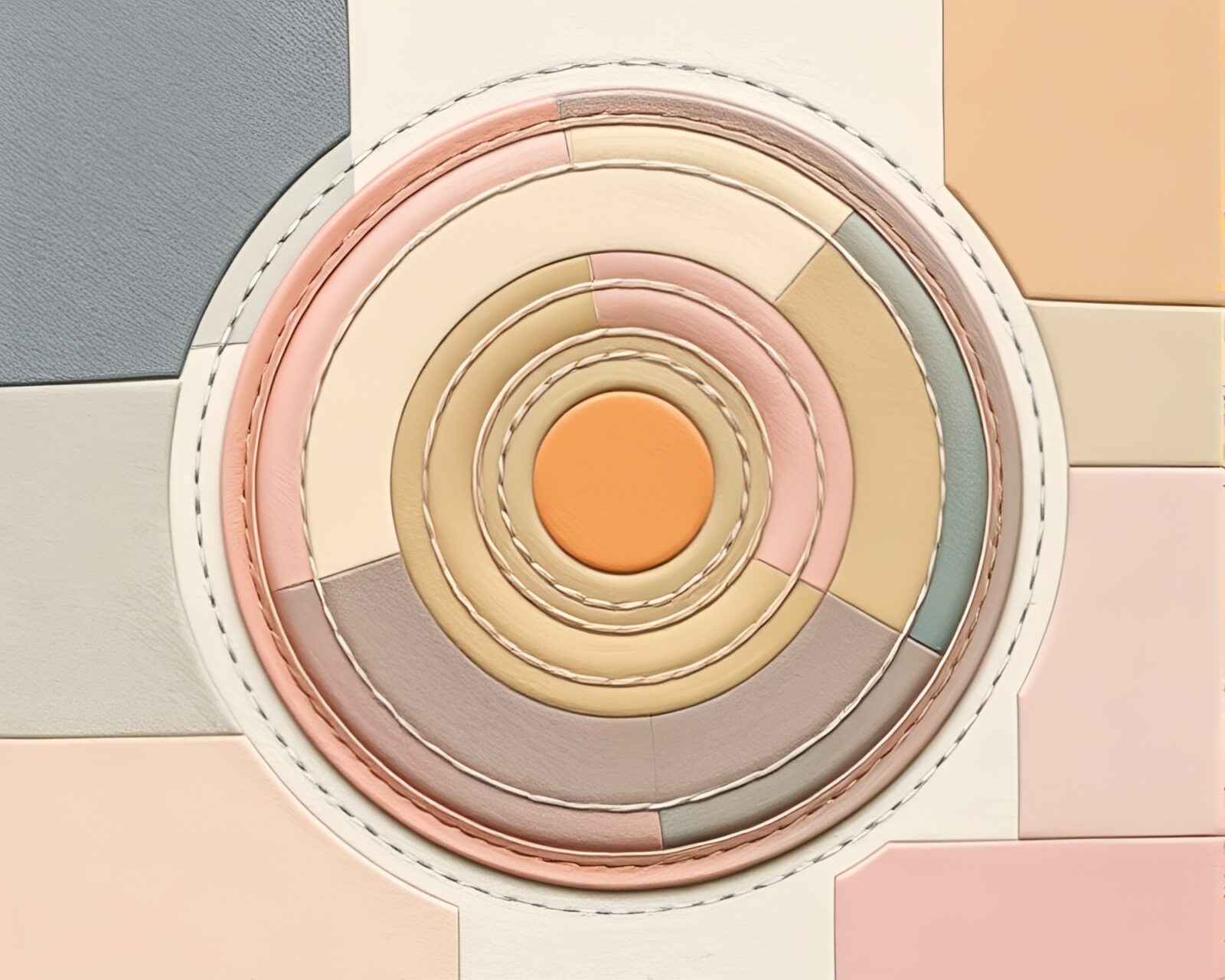 Pastel magic circle in cubist style with stitched pattern