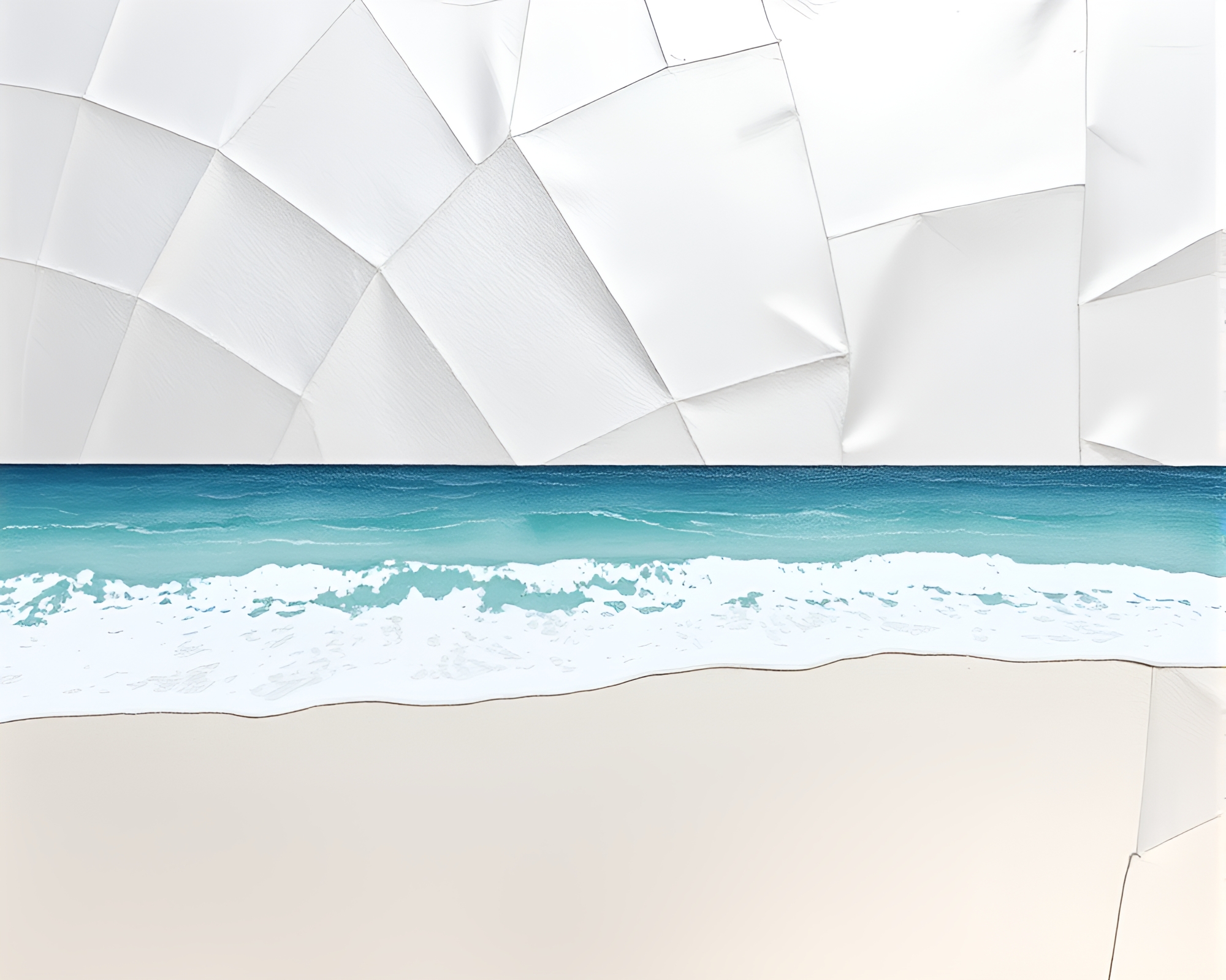 Beach Geometry with Silver Leaf Accents – free AI stock image