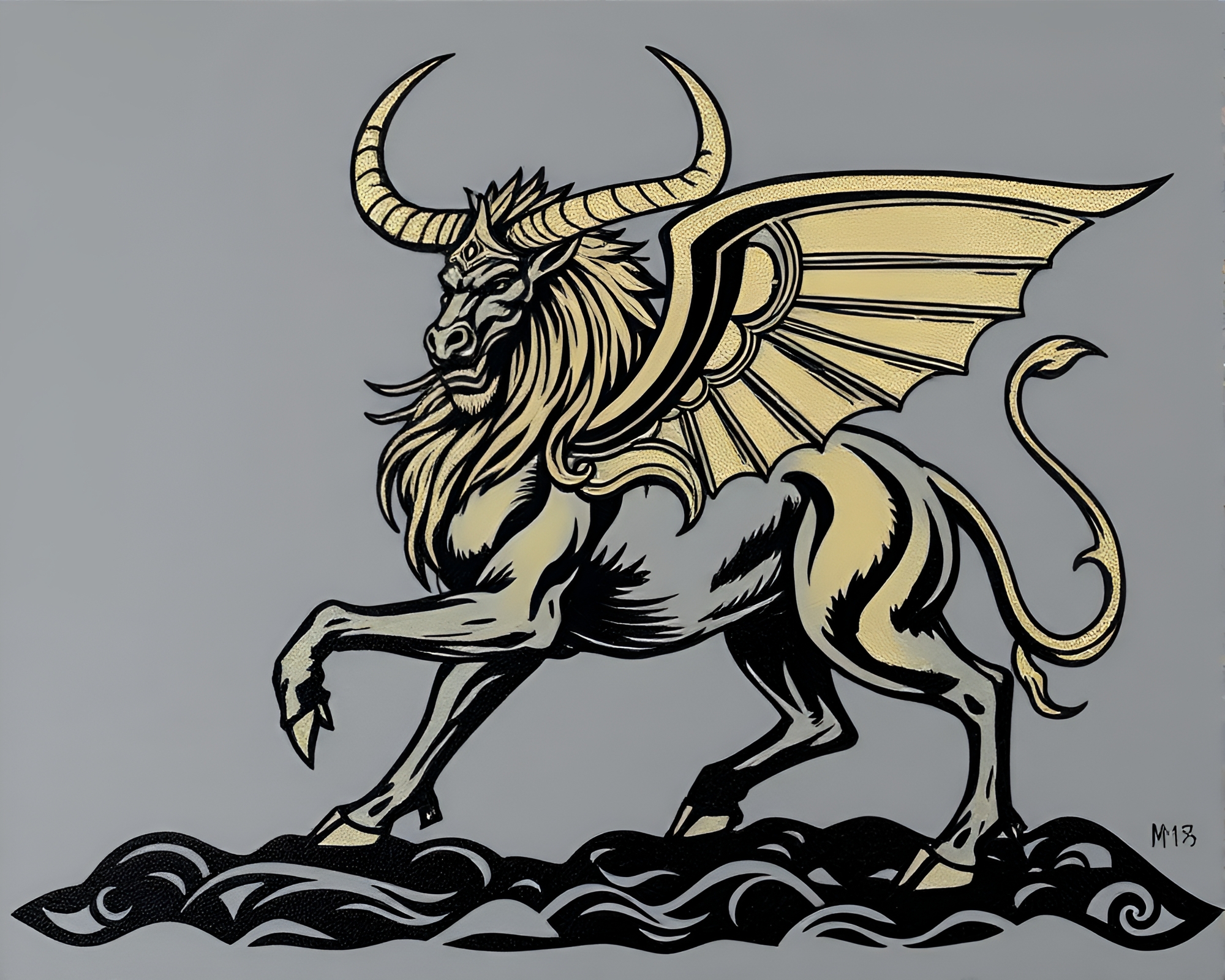 Majestic Minotaur with Foil Stamping Design – free AI stock image
