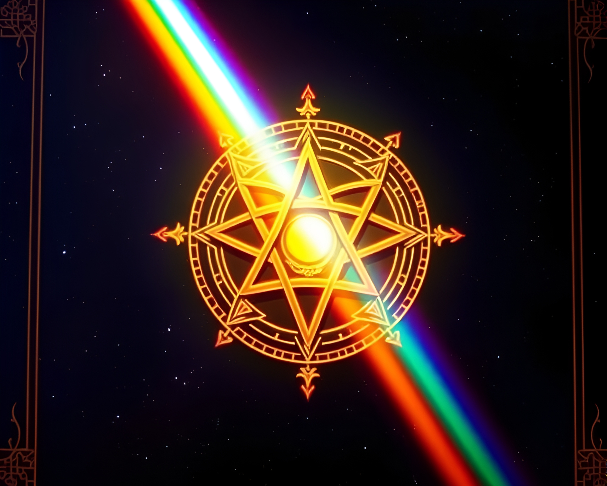 Rainbow Refraction Esoteric Sigil Mural Painting – free AI stock image