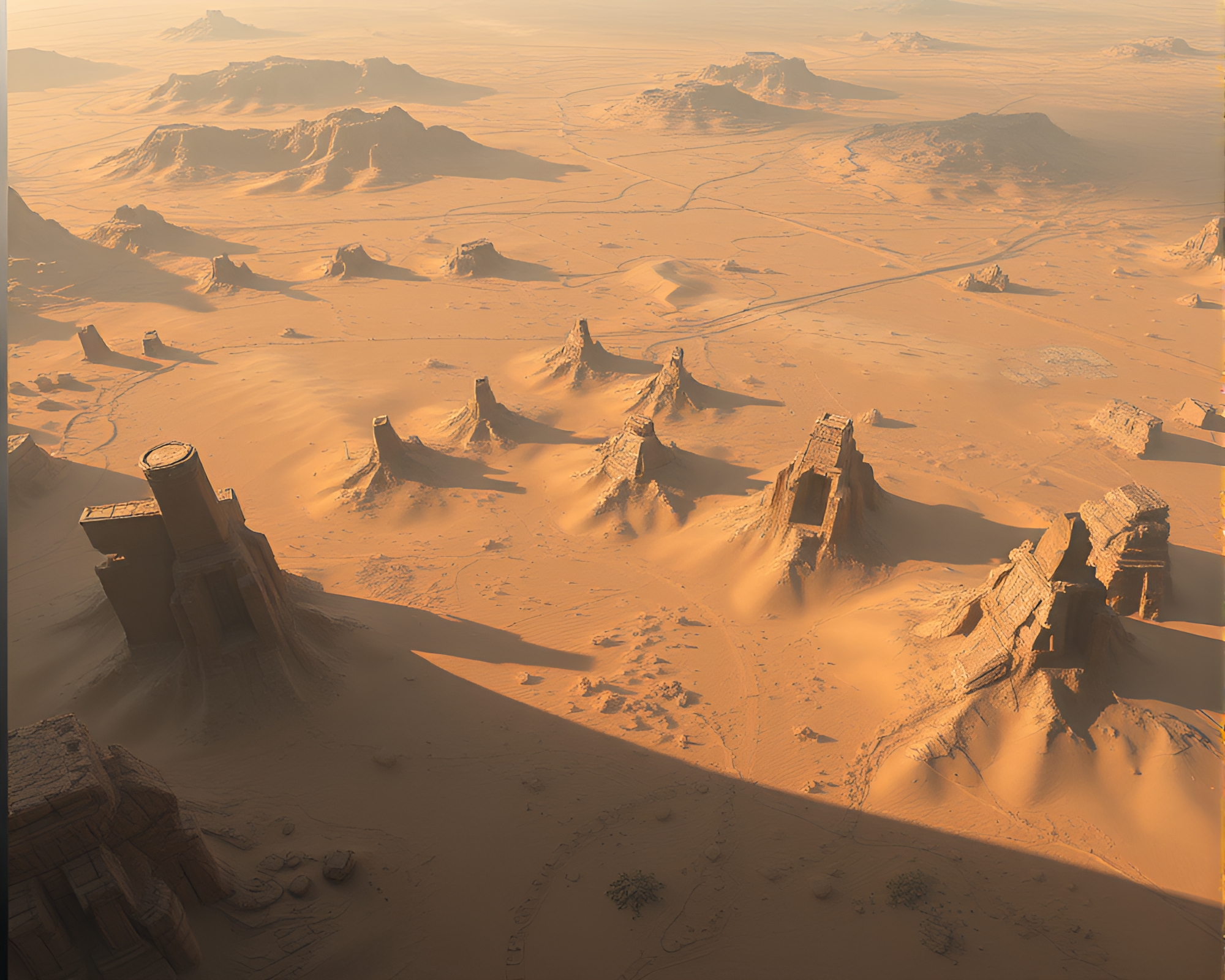 Necromantic Desert Ritual From Above – free AI stock image