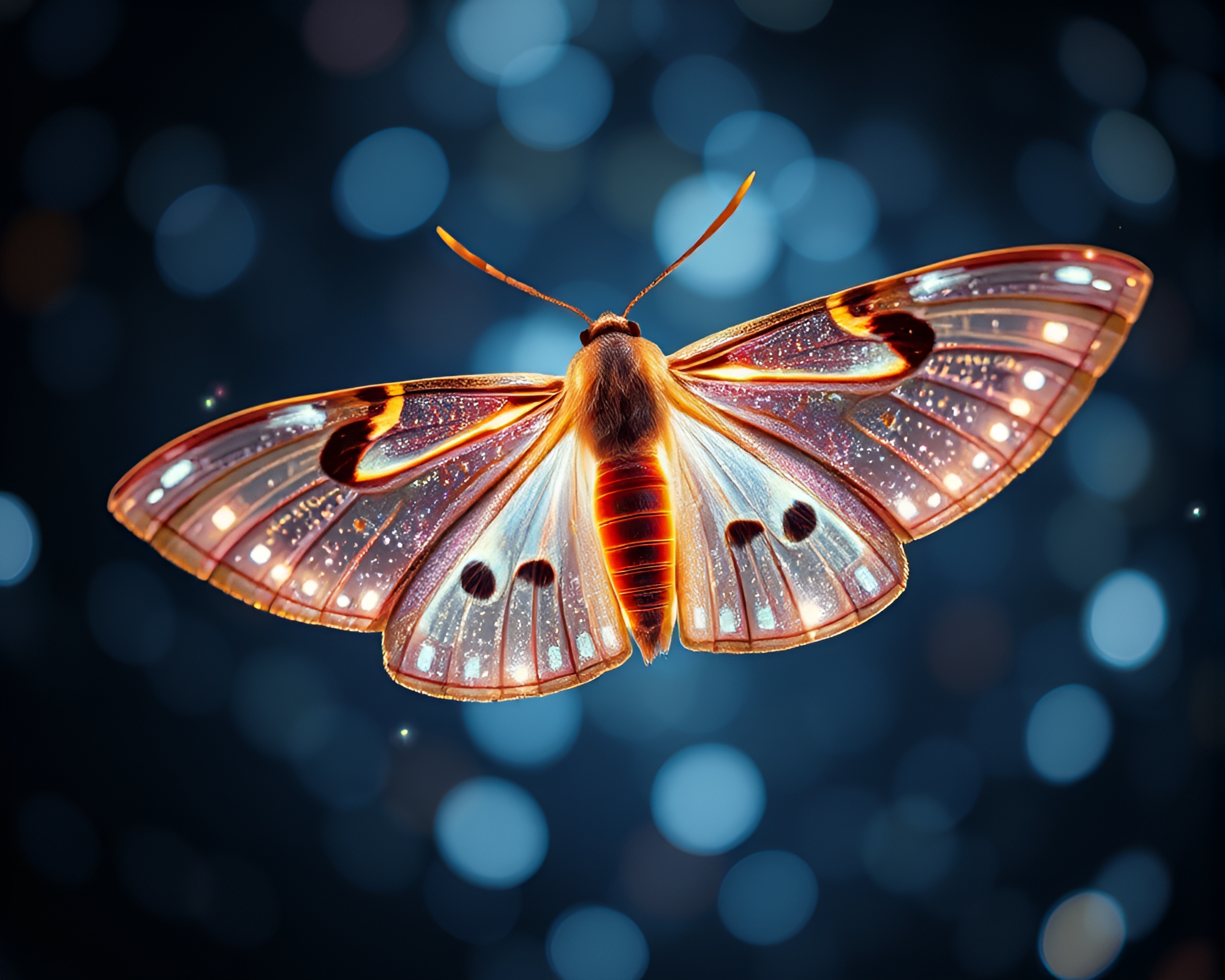 Moth Emanating Holographic Specks in CGI Render – free AI stock image