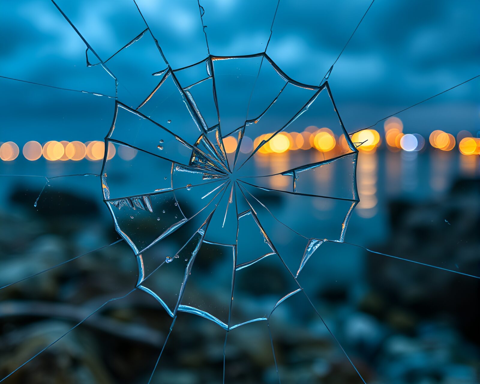 Dazzling HDR underwater scene with broken glass and vibrant lights