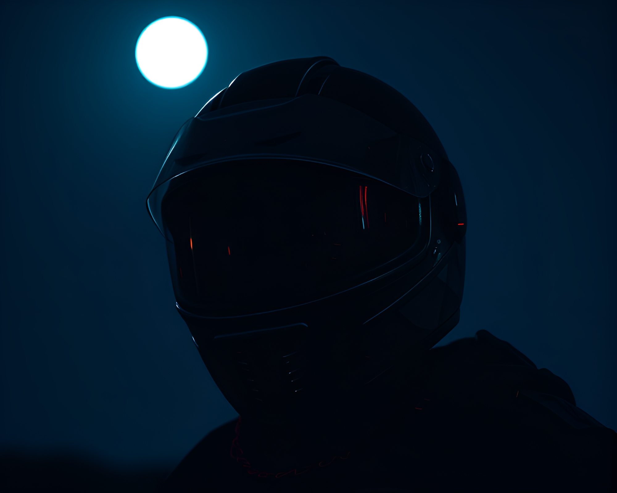 Helmeted warrior in glitched moonlight – free AI stock image