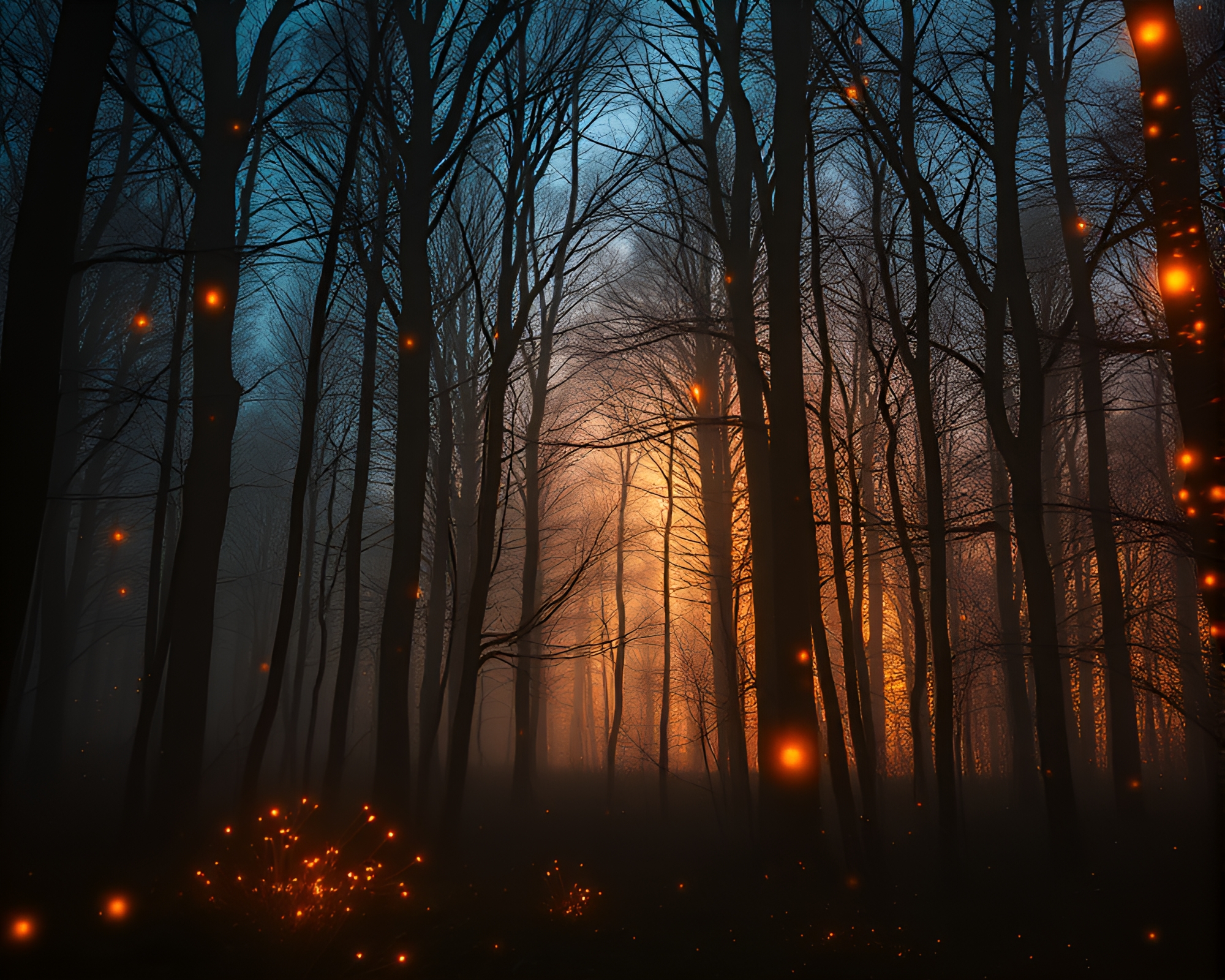 Bioluminescent Morning in Synthwave Forest – free AI stock image