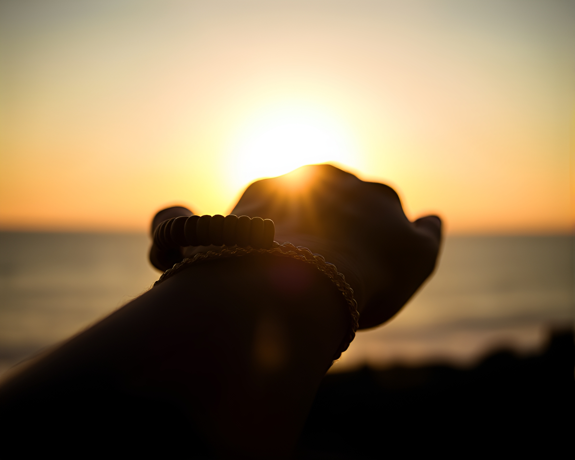 Sun-kissed Bracelet Silhouette in Washed-Out Hues – free AI stock image