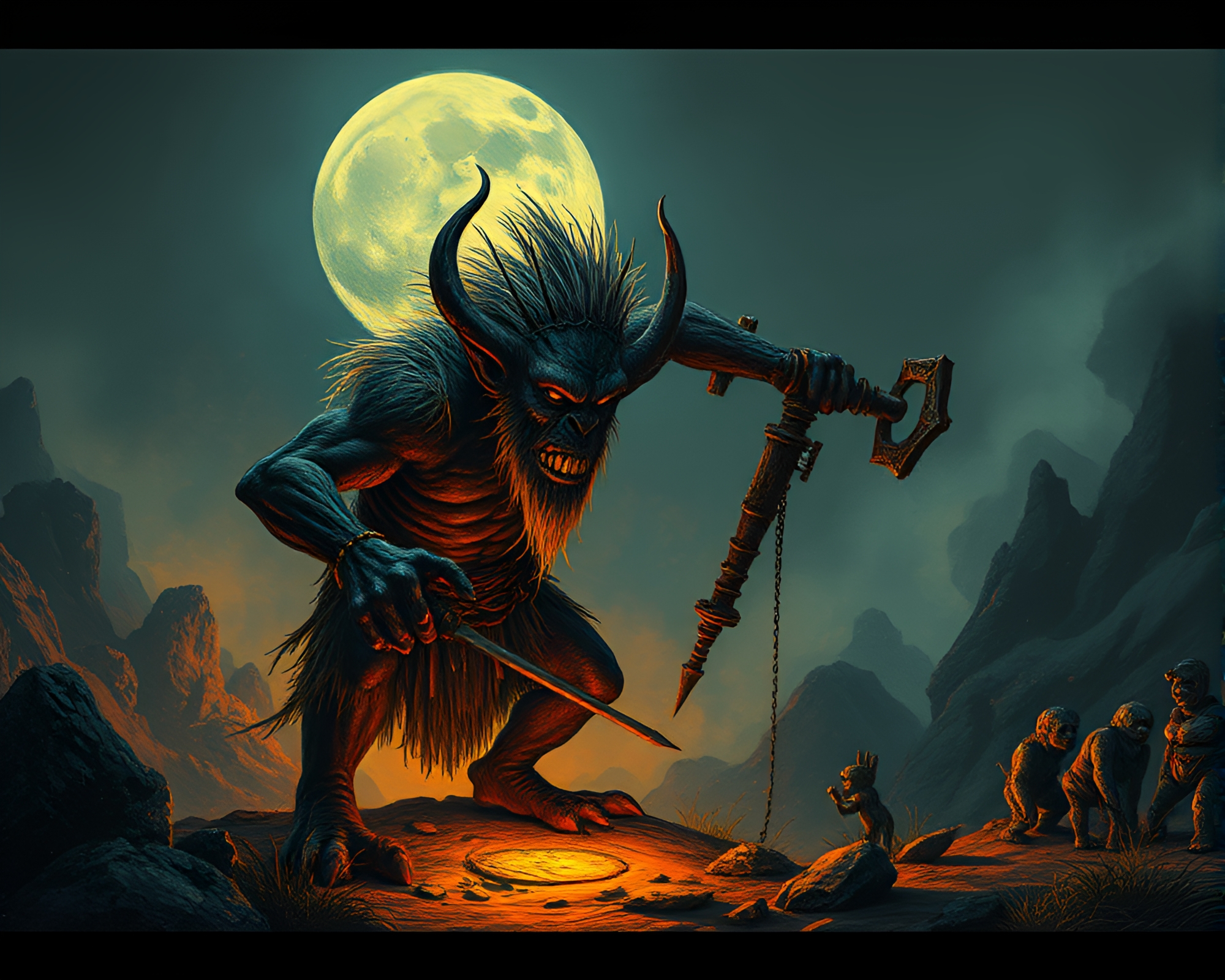 Stippling Troll in Cool Dawn Light – free AI stock image