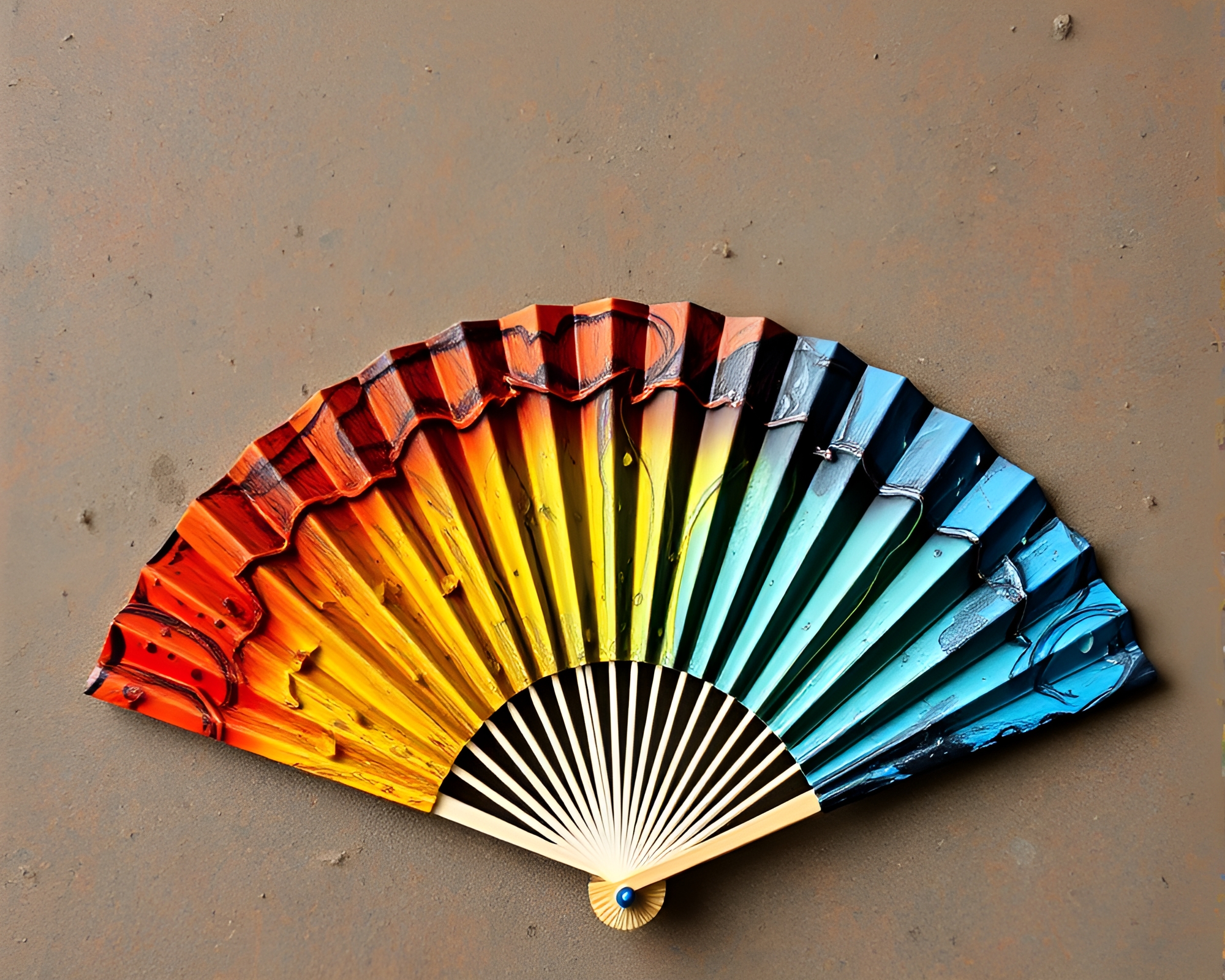 Hand-Painted Fan in Volcanic Ash Pop Art – free AI stock image