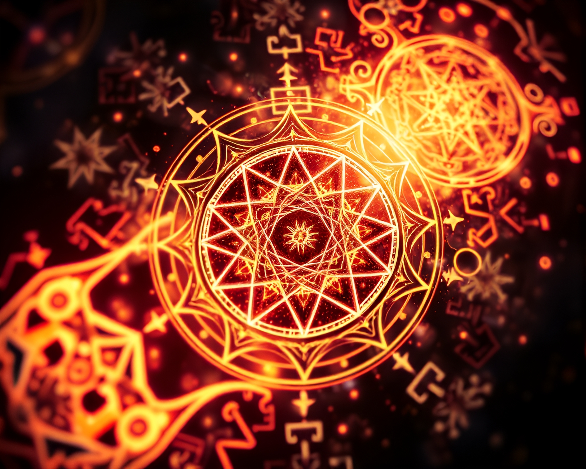 Fractal Glow Alchemical Symbols Vector Art Concept – free AI stock image