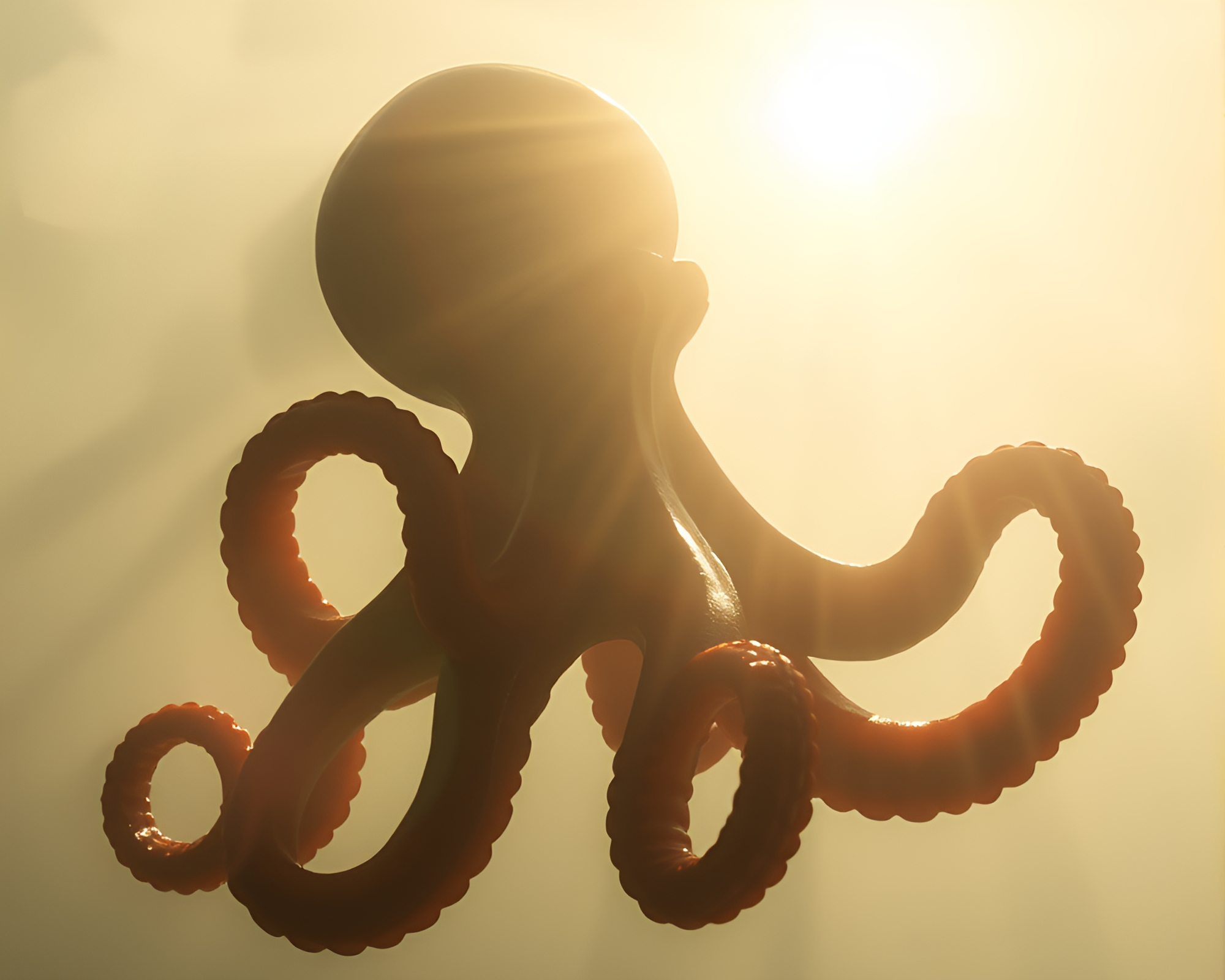 Stained Glass Octopus in Foggy Sunlight – free AI stock image
