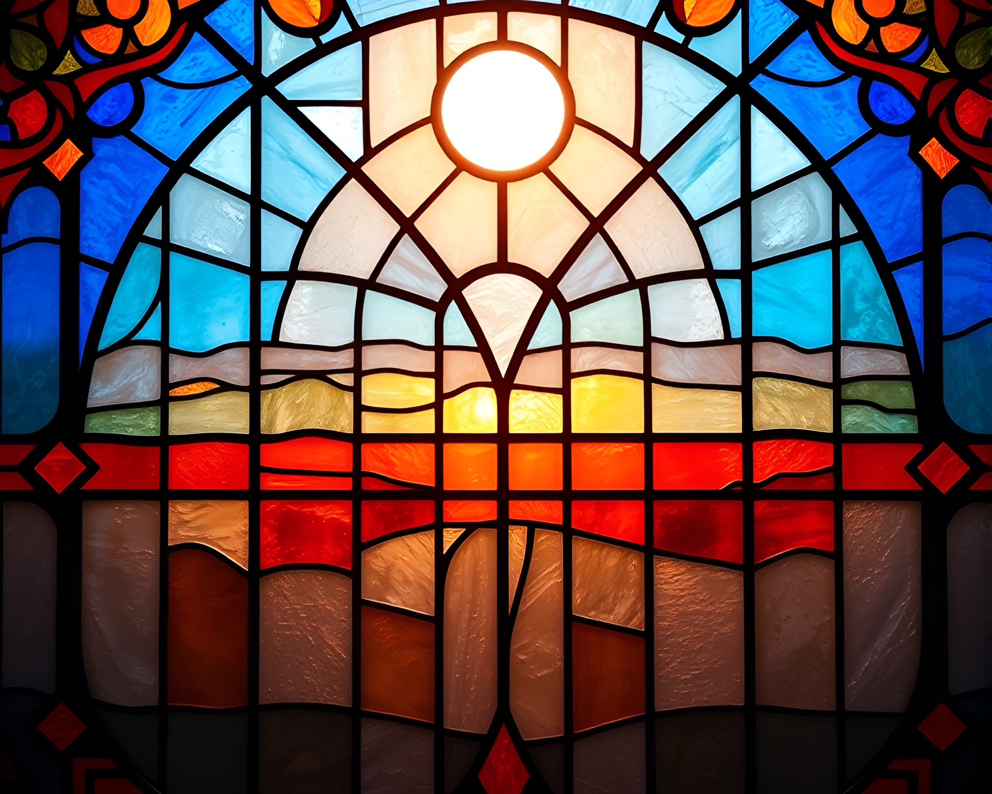 Stained-Glass Avian Opulence at Daybreak – free AI stock image