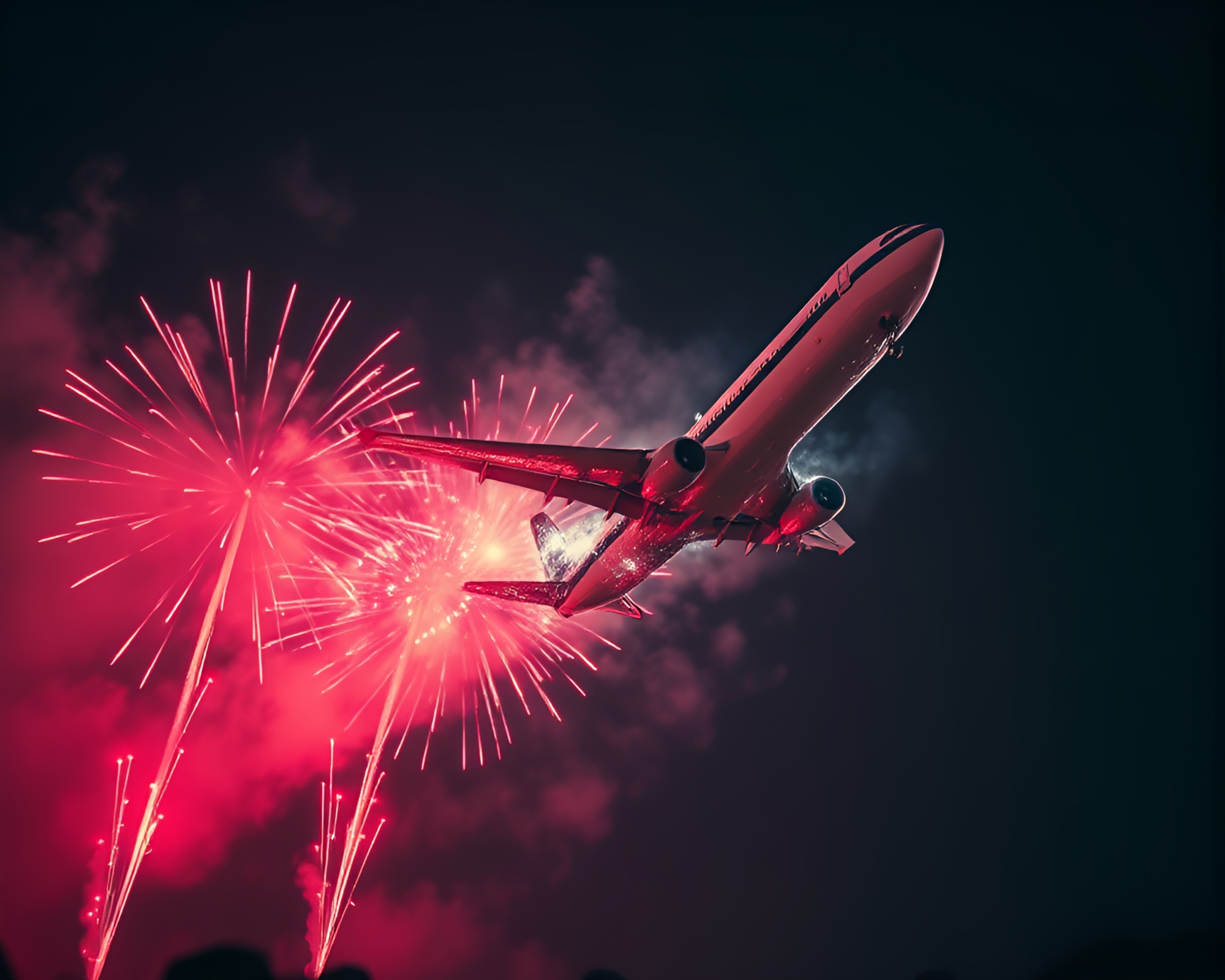 Majestic Airplane Fireworks Display – free AI stock image