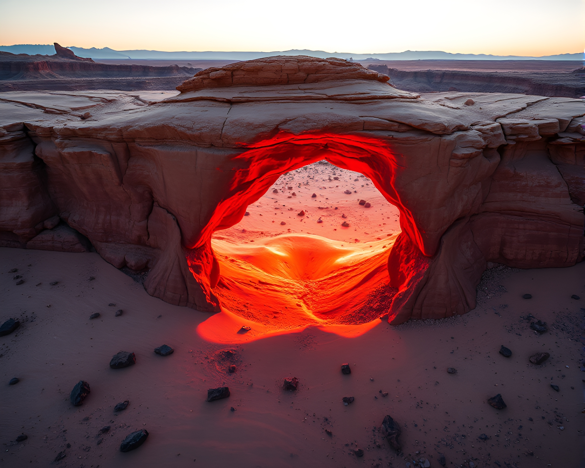 Ethereal Desert Mirage: Kinetic Shadows and Floating Embers – free AI stock image