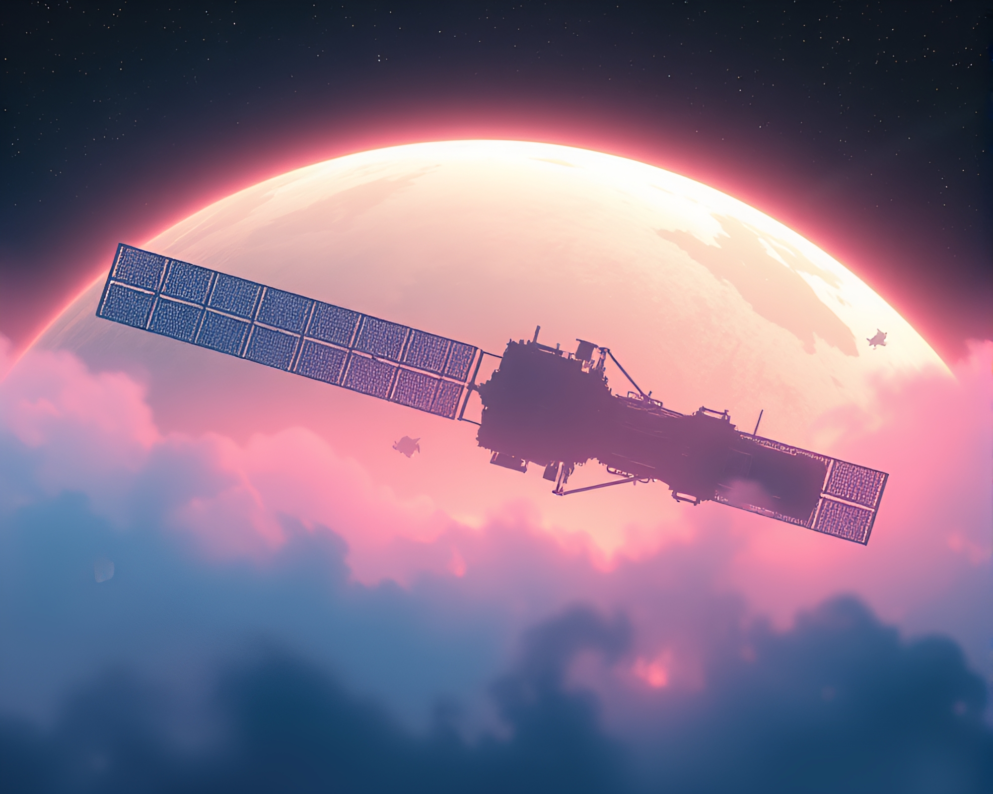 Satellite Spotlight in Fashion Illustration Style – free AI stock image
