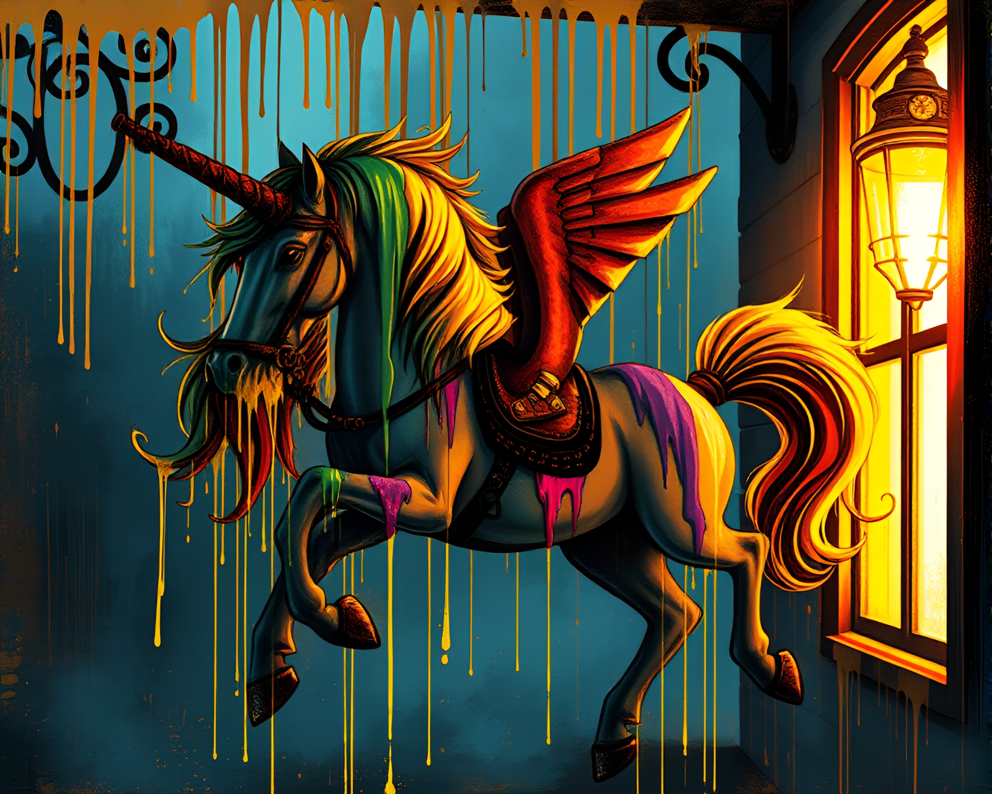 Centaur in 90s Grunge Style with Paint Drips – free AI stock image