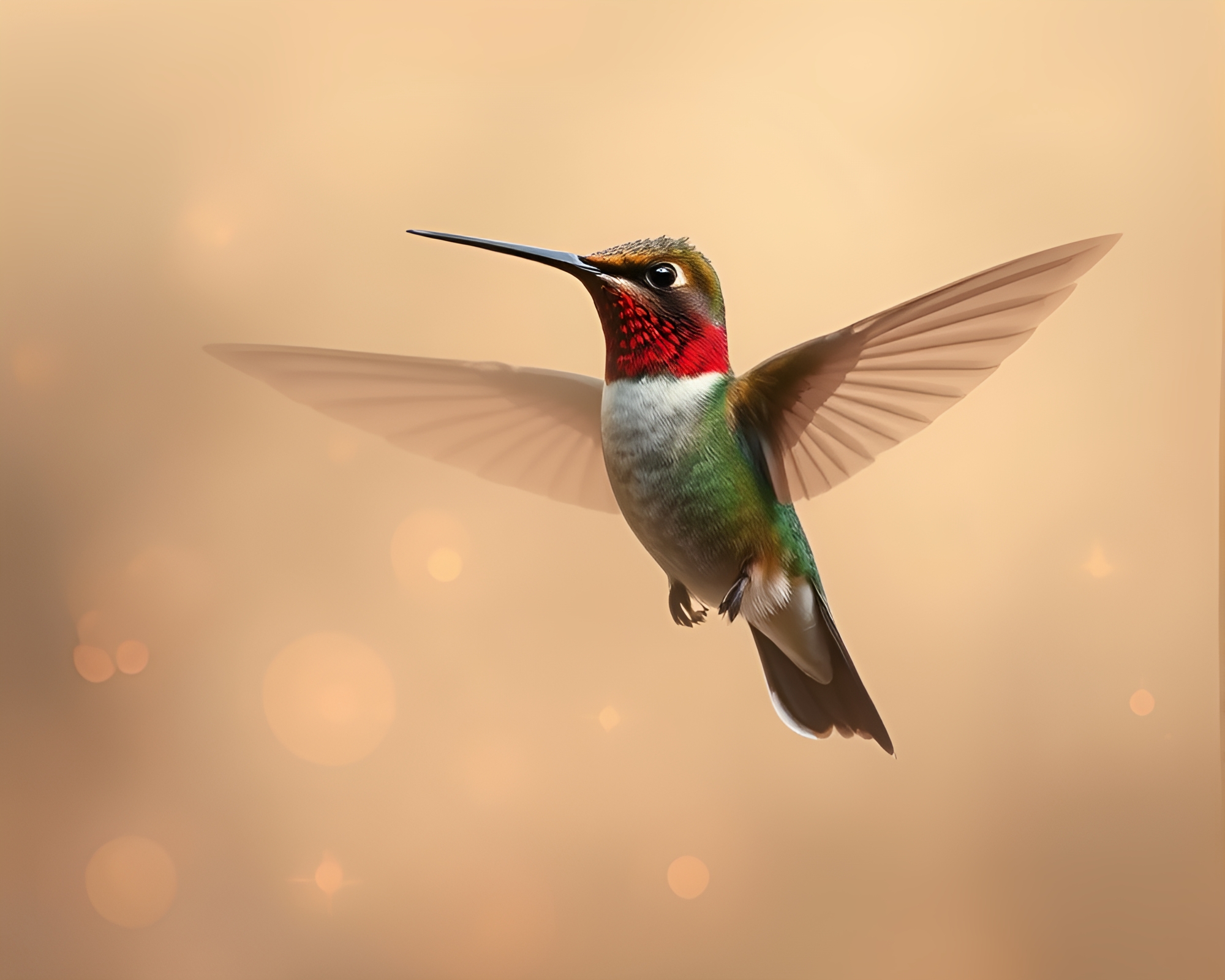 Enchanting Hummingbird Collage in Foggy Layered Landscape – free AI stock image