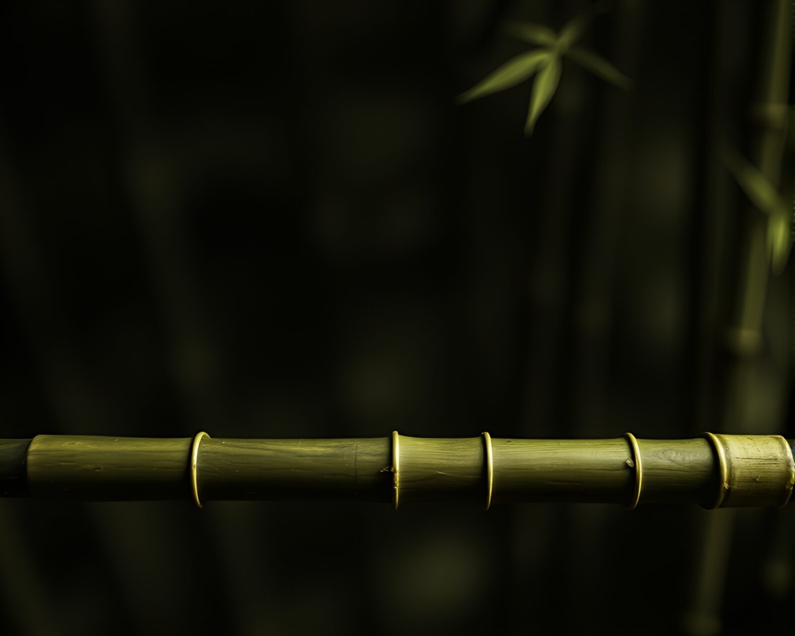 Surreal photogrammetry representation of bamboo flute in olive tones