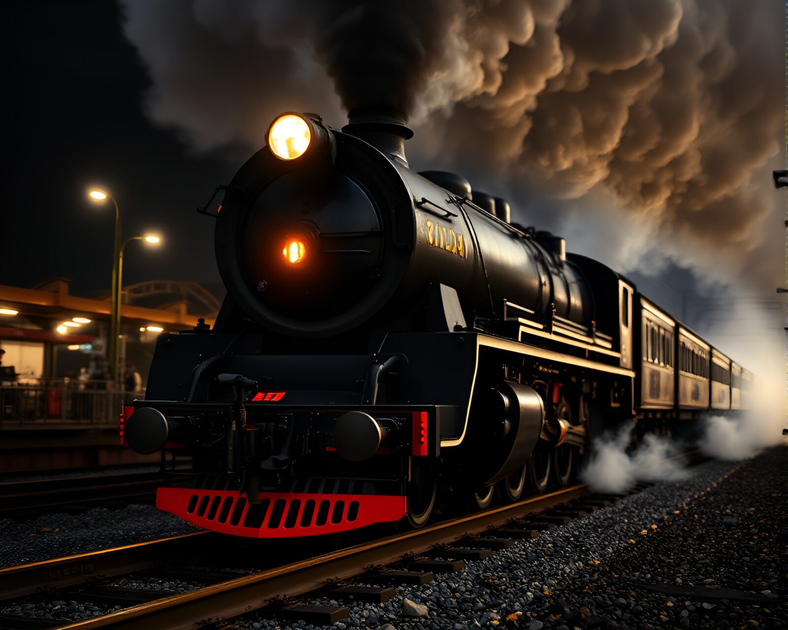 Vintage steam train in low saturation and high dynamic range