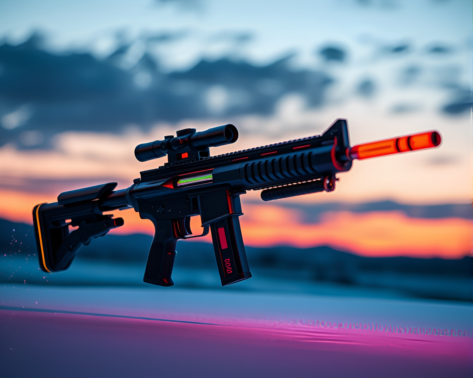 Plasma Rifle Studio Shot at Dusk Twilight – free AI stock image