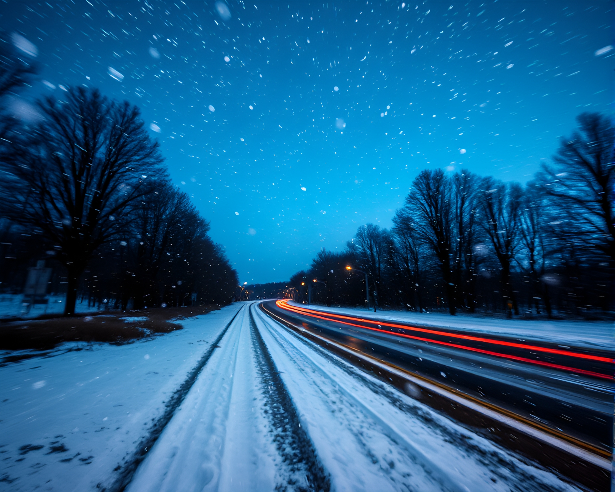 Enchanting Snowflake Dance Under Starlit Ley Lines – free AI stock image