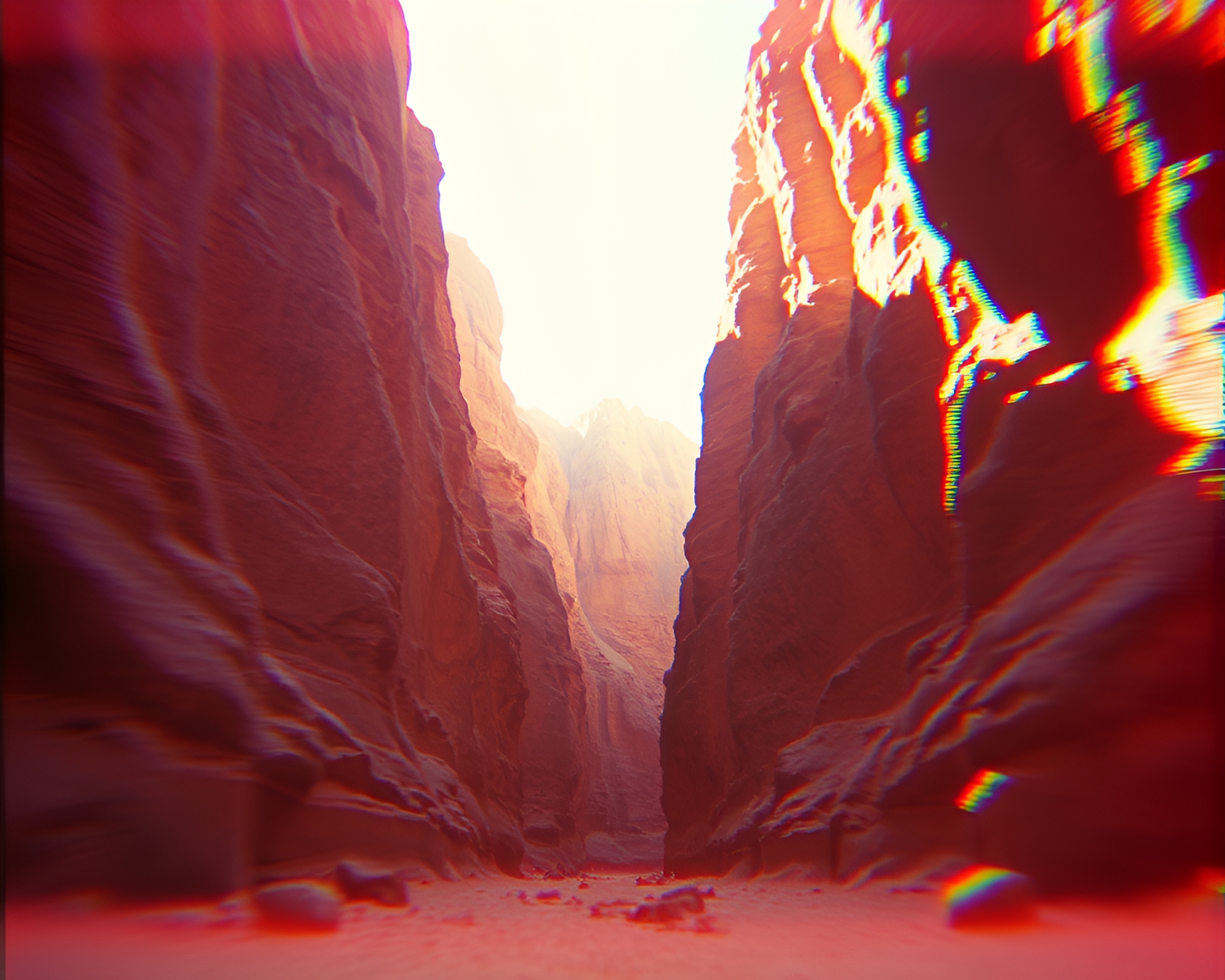 VHS Distorted Canyon with Chromatic Aberration – free AI stock image