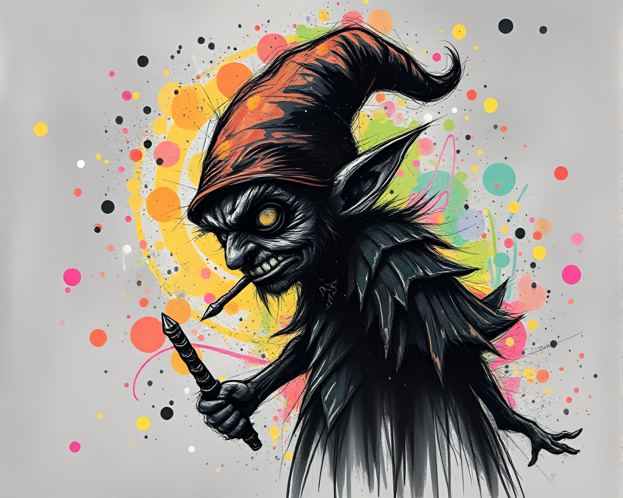 Goblin Celebration in Charcoal Sketch with Grains – free AI stock image