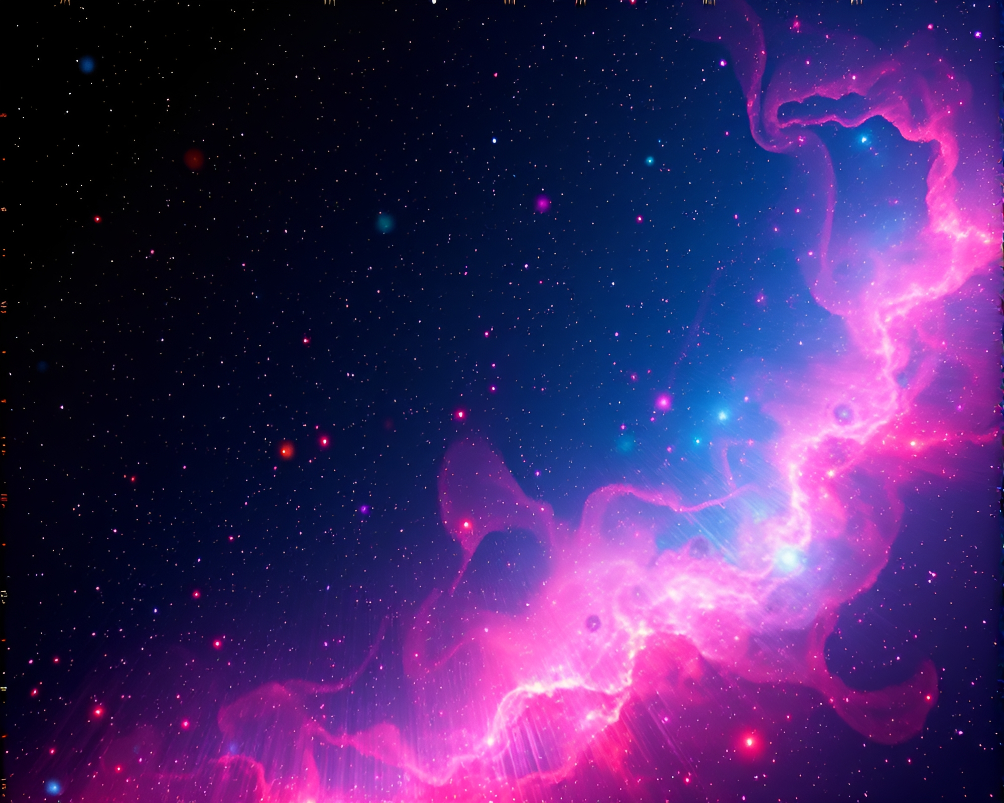 Tranquil Cosmos: Glitched Fiber Optics in Tri-Tone Hues – free AI stock image