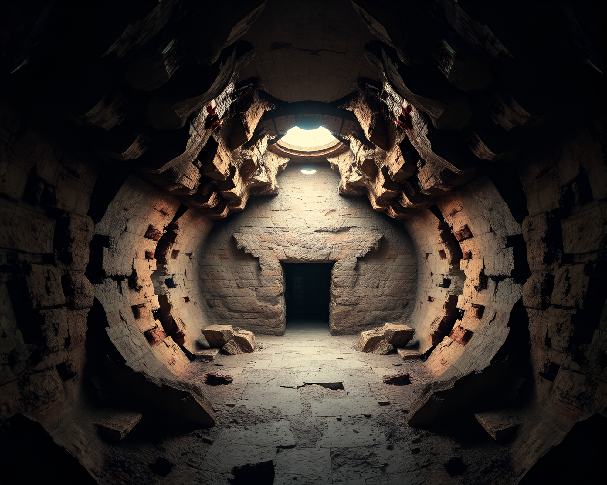 Kaleidoscope Fragments in Underground Bunker Concept Art – free AI stock image