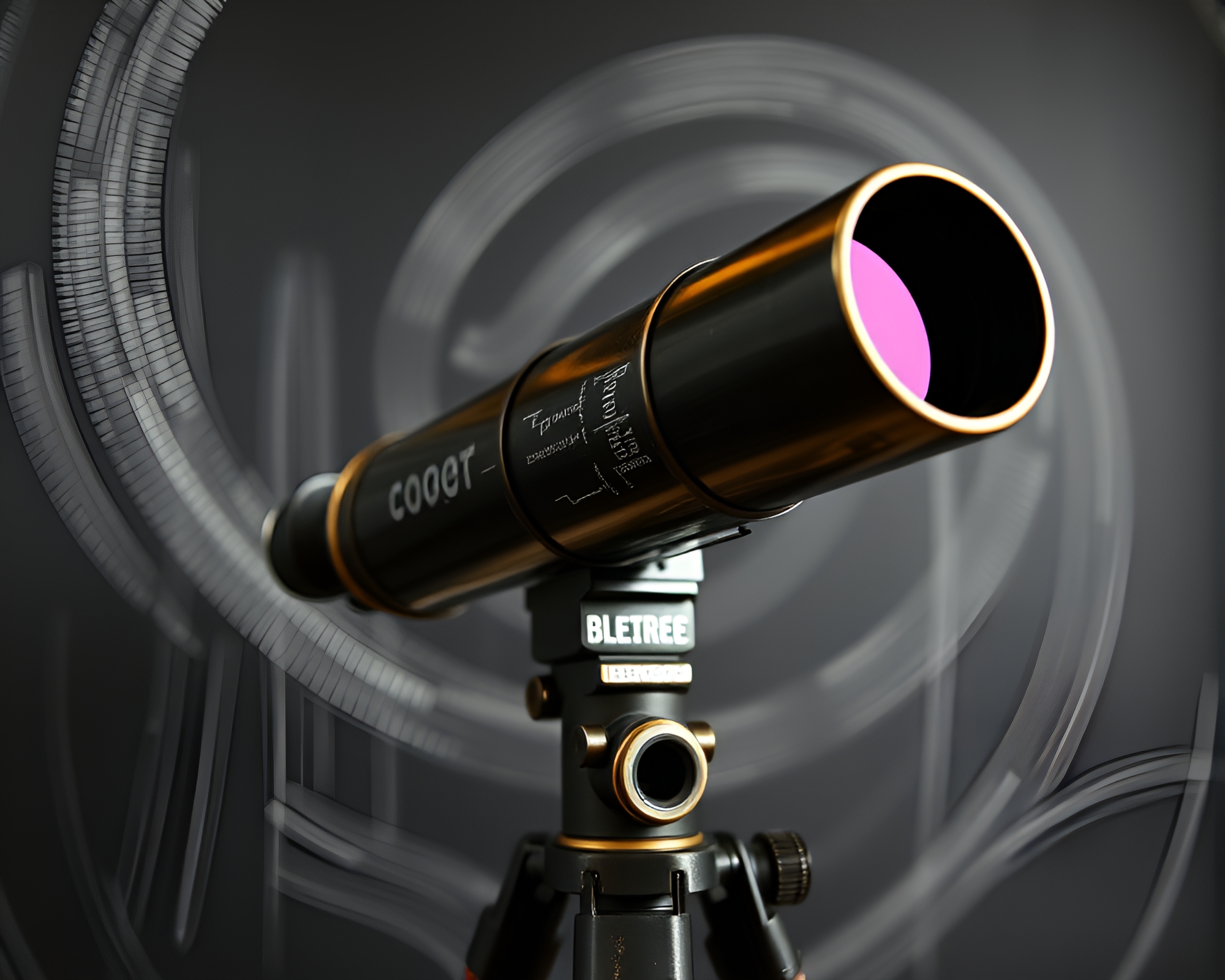 Vintage Telescope Illustration with Chalkboard Smudges and Retro Scanlines – free AI stock image