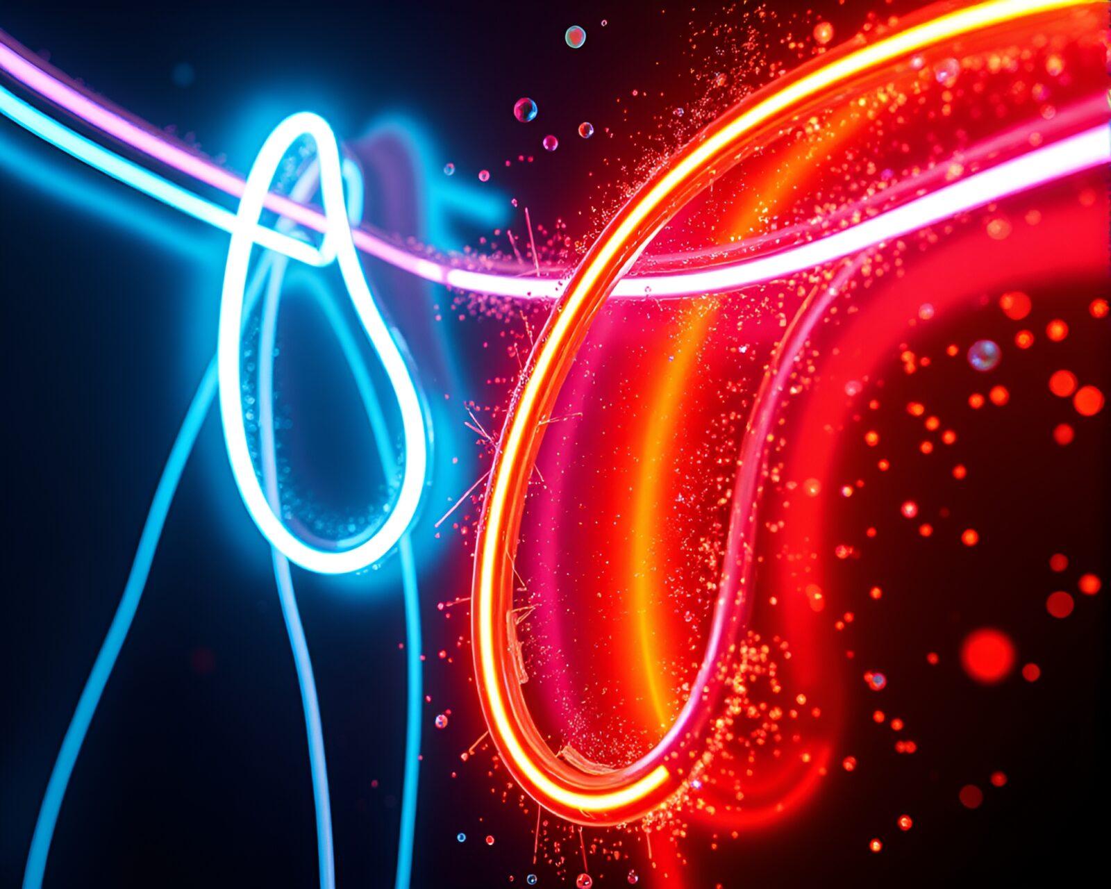 Vibrant neon tubing in 3D with metallic flake shimmer