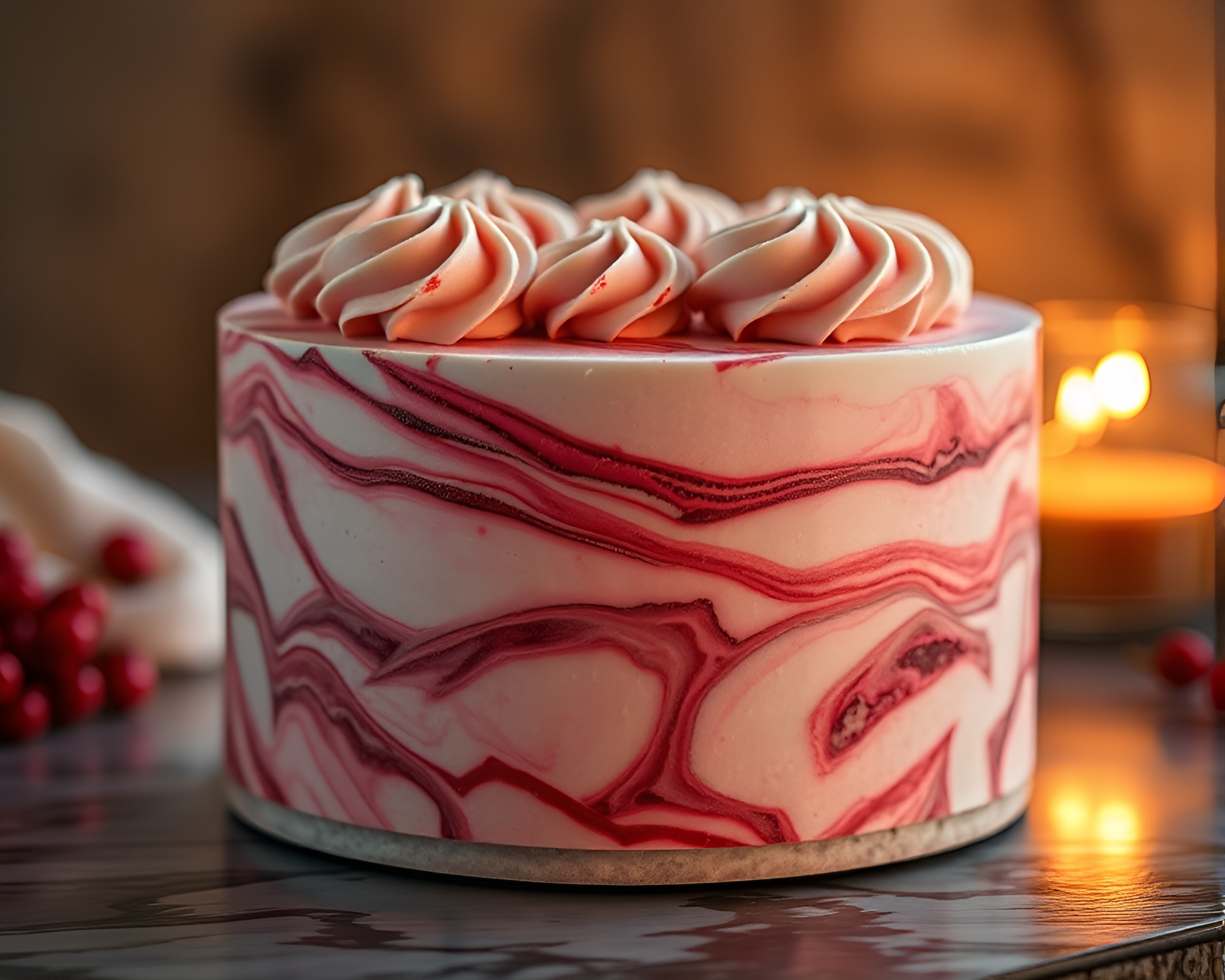 Marbled Cake under Polar Twilight Illumination – free AI stock image
