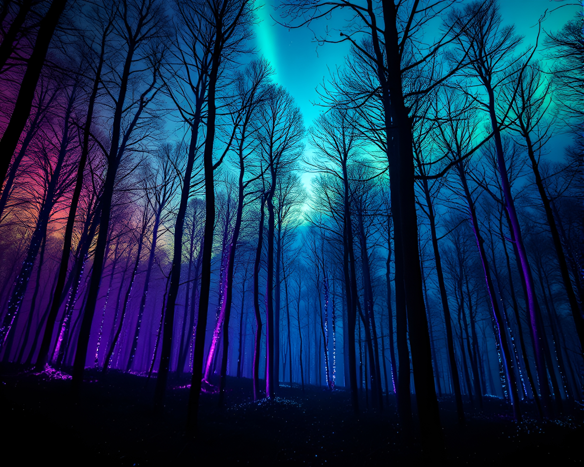 Glowing Bioluminescent Forest Cinemagraph – free AI stock image