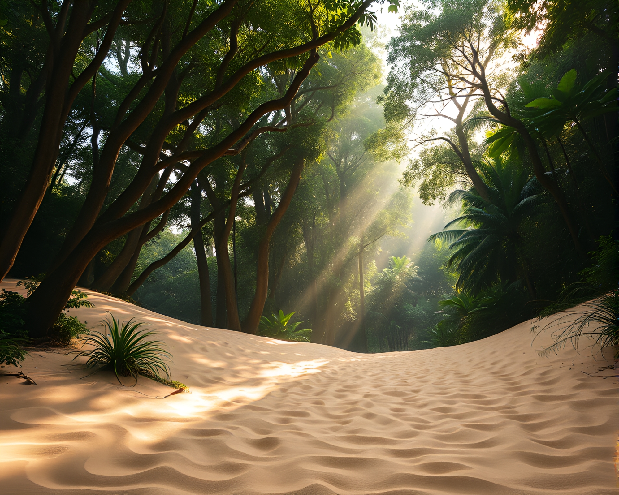 Surreal Rainforest Canopy: Utopian Ambient Swirls – free AI stock image