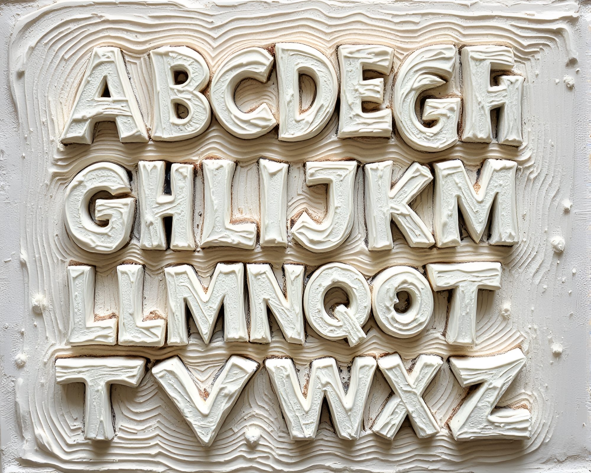 Impasto Runes in Ivory Light: Kinetic Art Composition – free AI stock image