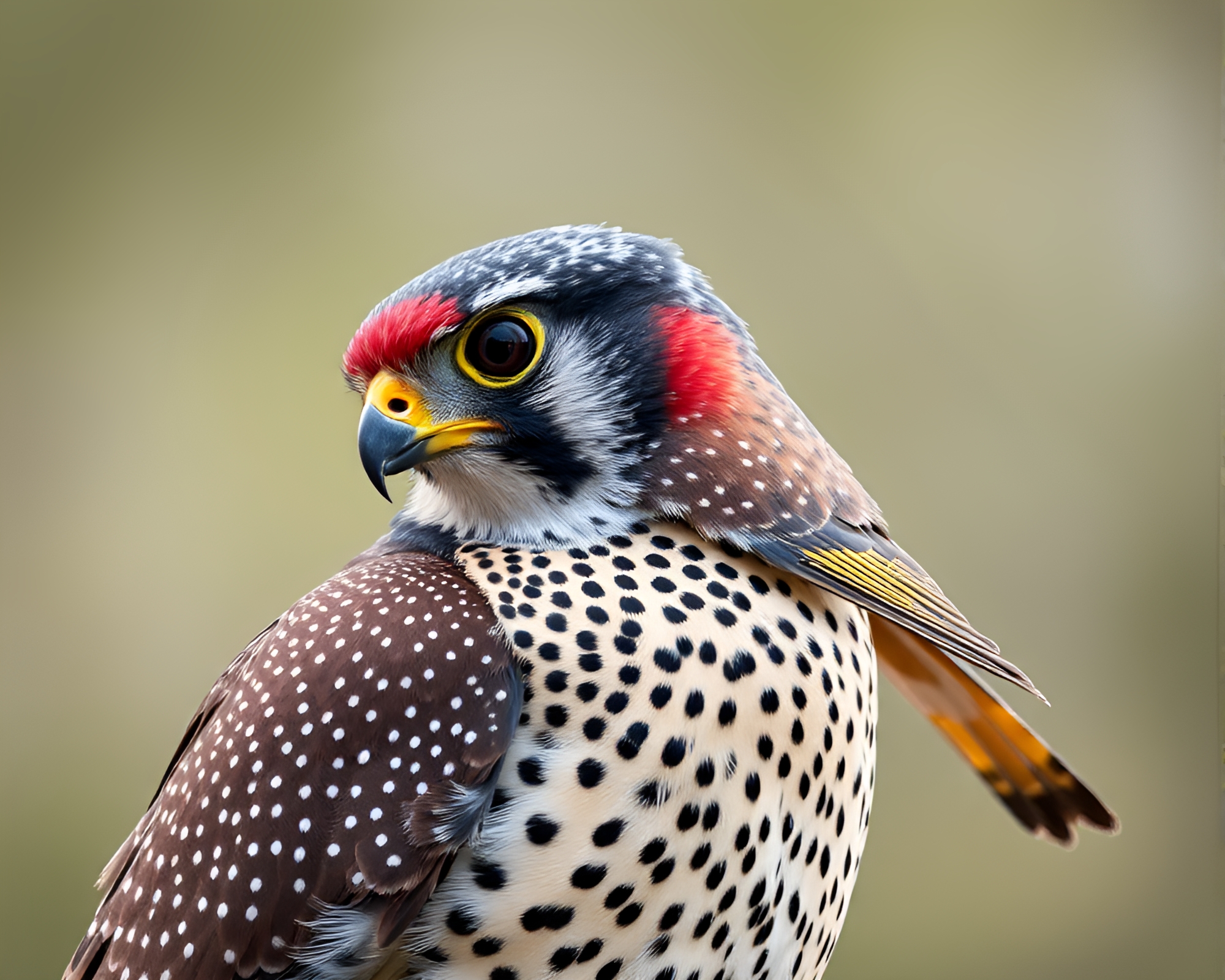 Dutch Angle Falcon Soaring in Starburst Hatching – free AI stock image