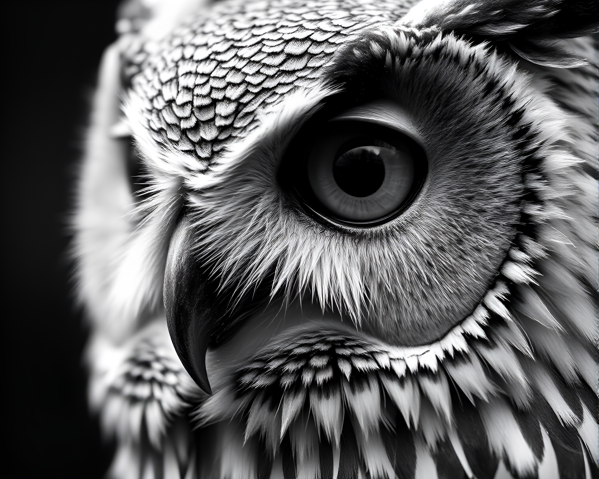 Graphite Gray Owl Macro ASCII Art Composition – free AI stock image