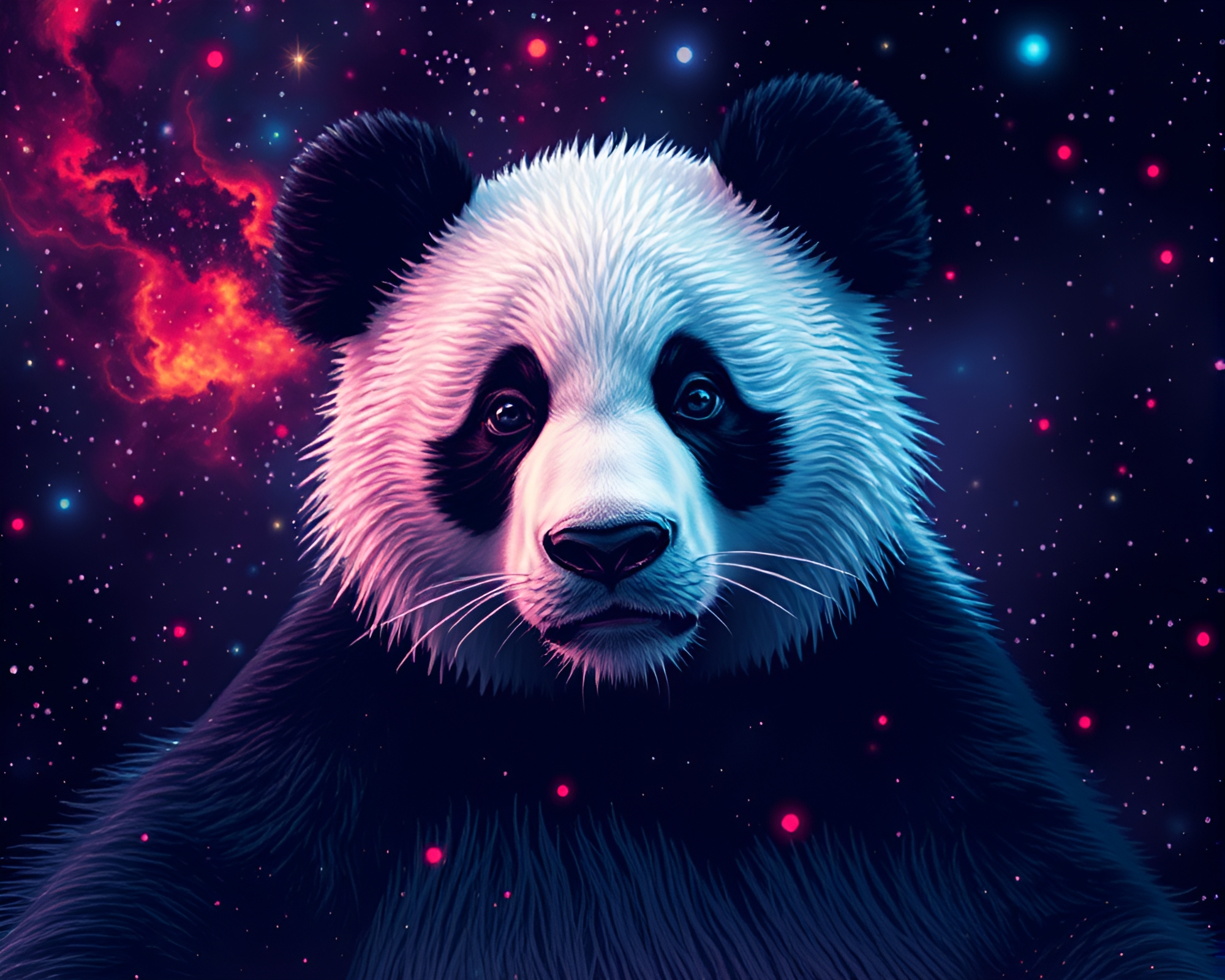 Cosmic Panda Scan Lines in Retro 16-Bit Style – free AI stock image