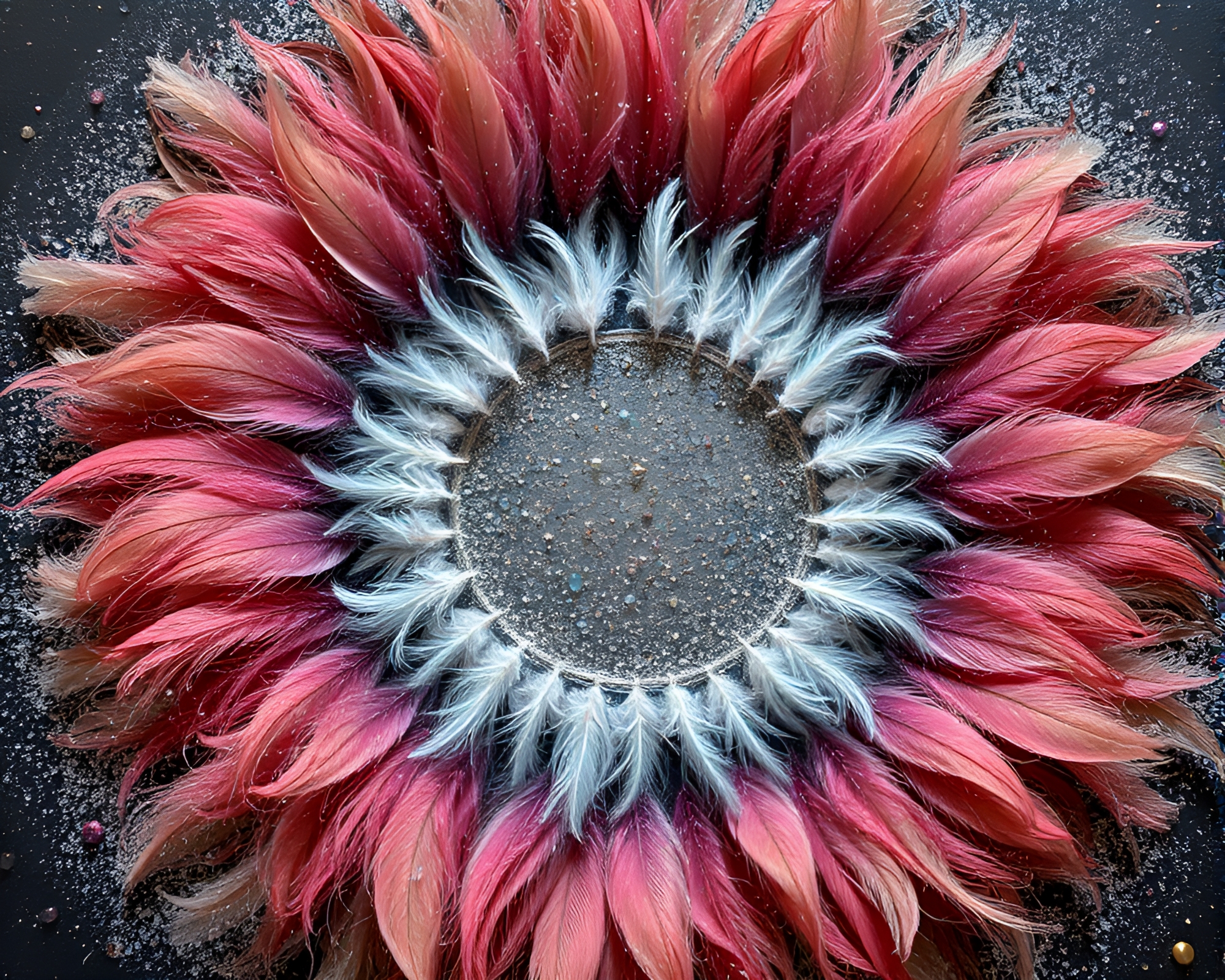 Feather Duster in Glowing Magic Circle Dadaist Collage – free AI stock image